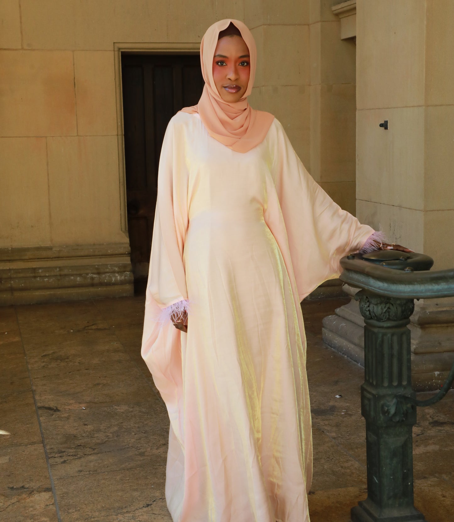 Butterfly Abaya - Two Tone Shimmer - Peach