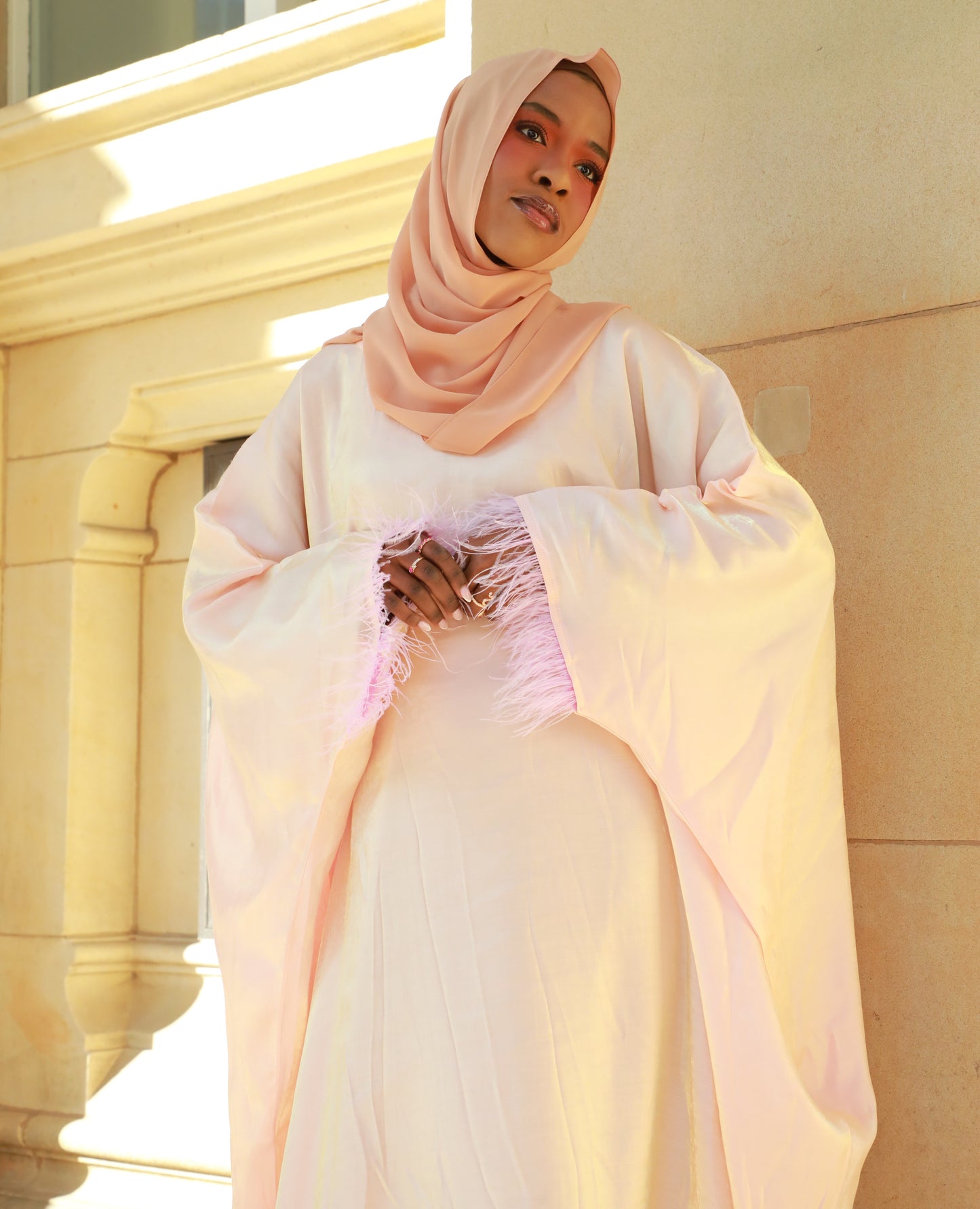 Butterfly Abaya - Two Tone Shimmer - Peach