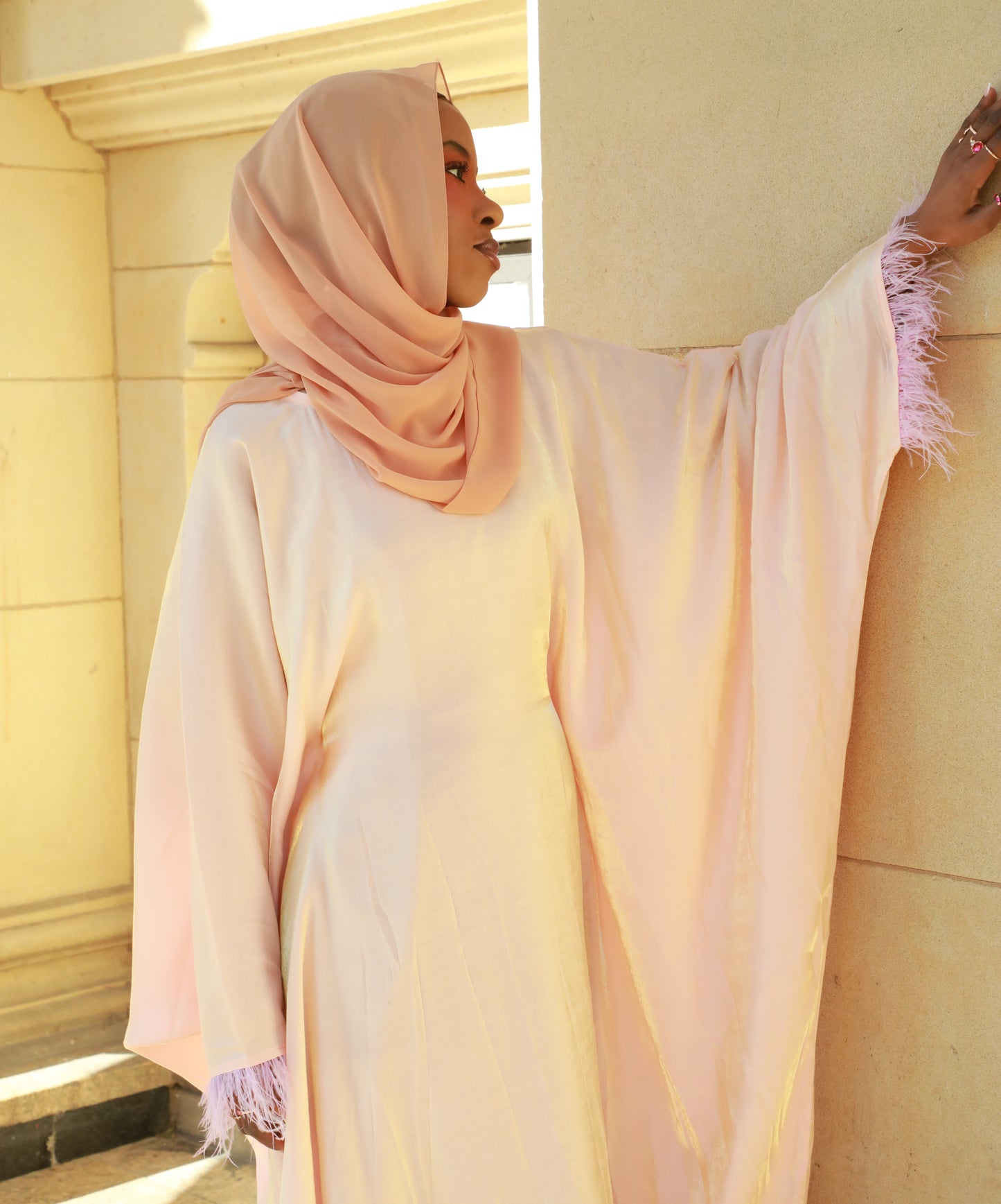 Butterfly Abaya - Two Tone Shimmer - Peach