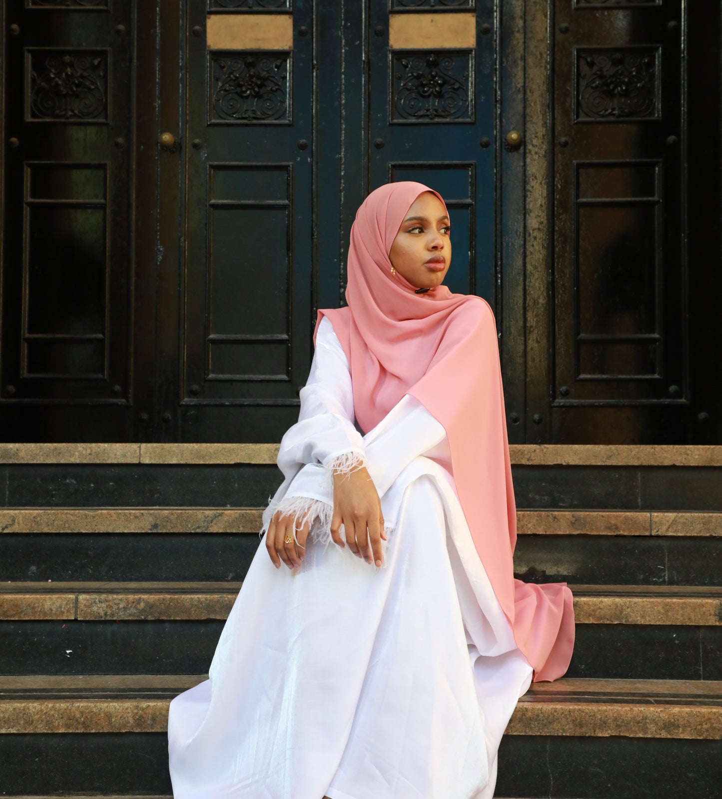Butterfly Abaya - Two Tone Shimmer - White