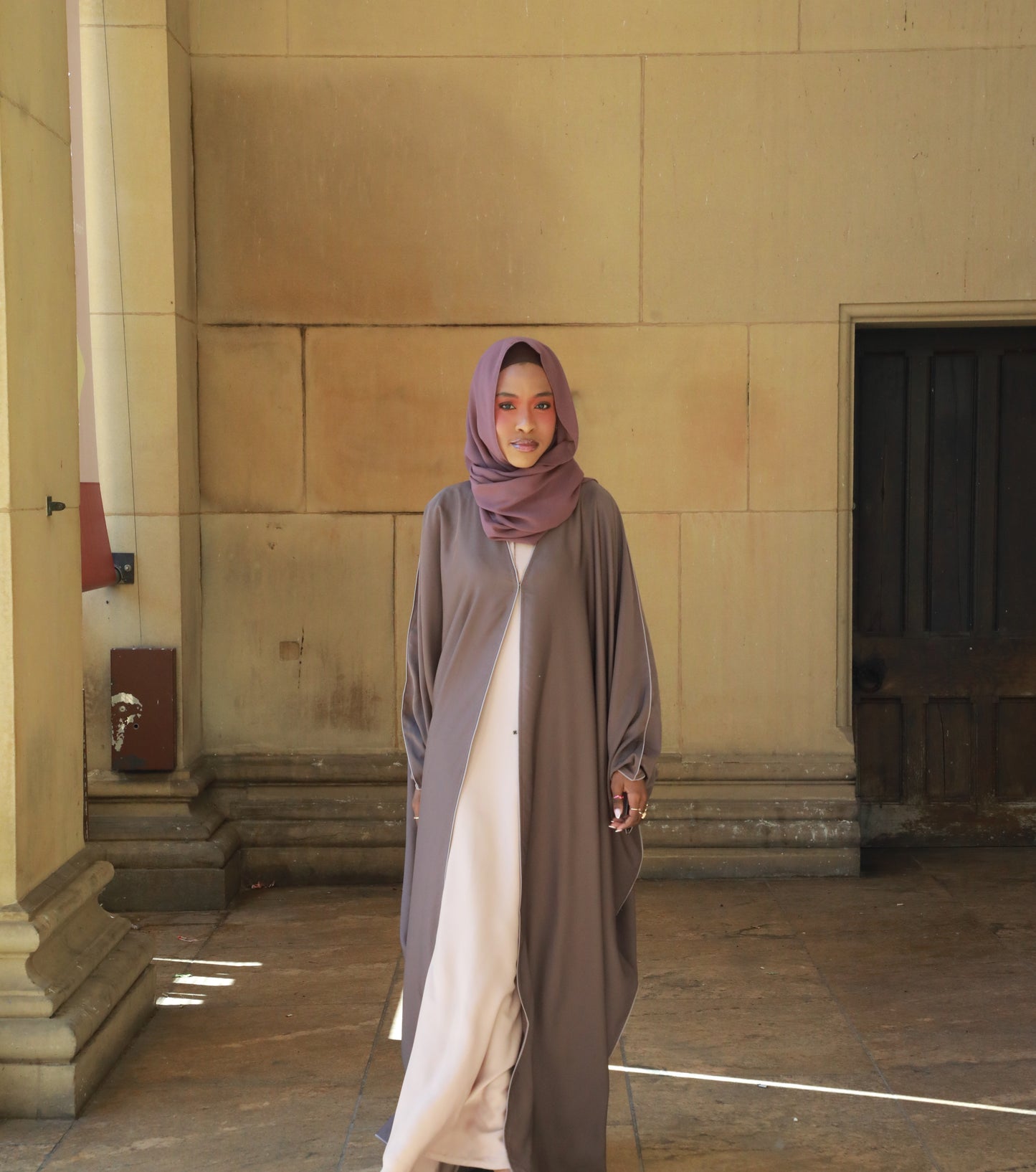 Haya Open Abaya - Mink Brown