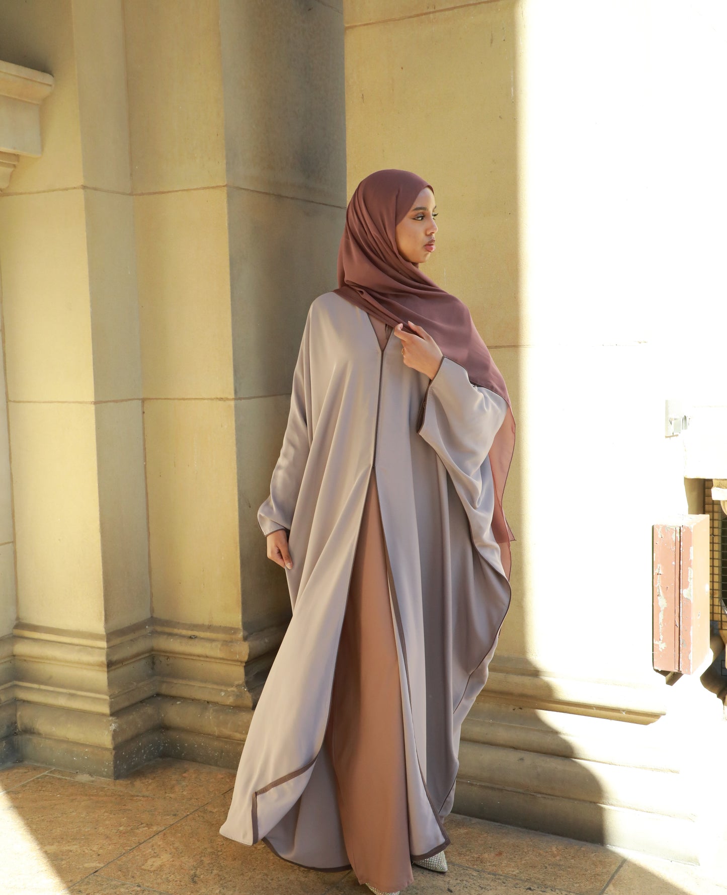 Haya Open Abaya - Lavender Grey