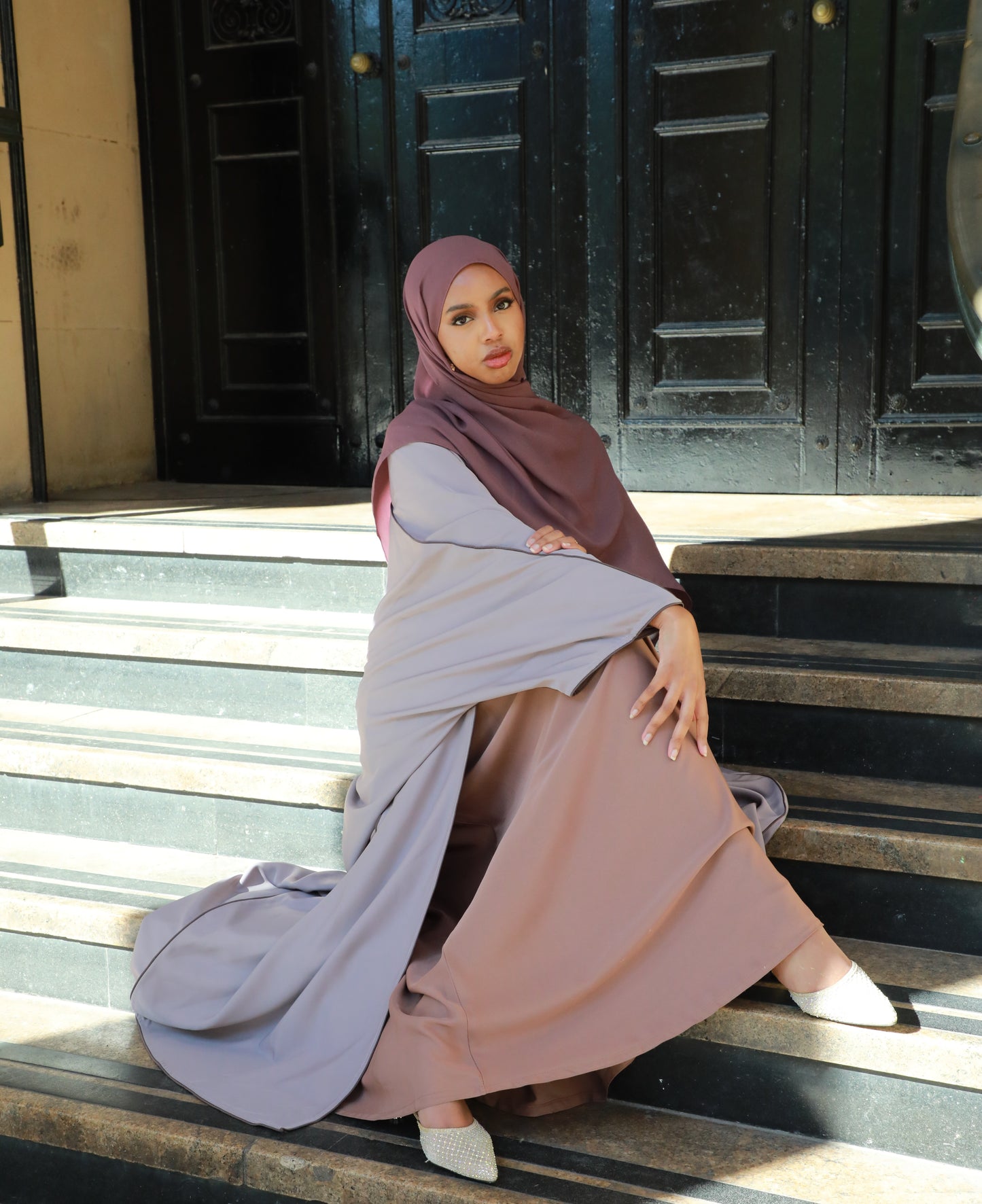 Haya Open Abaya - Lavender Grey