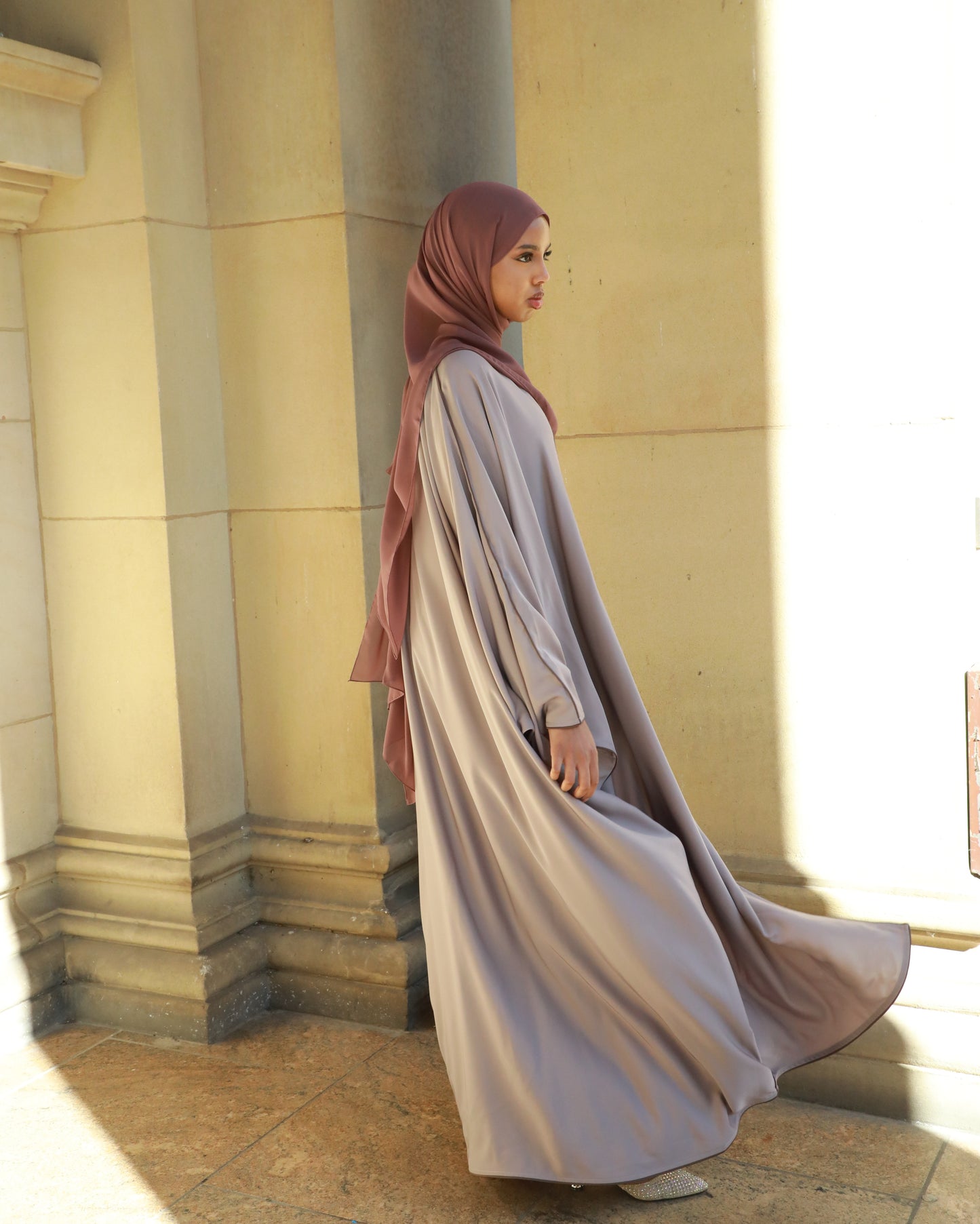 Haya Open Abaya - Lavender Grey