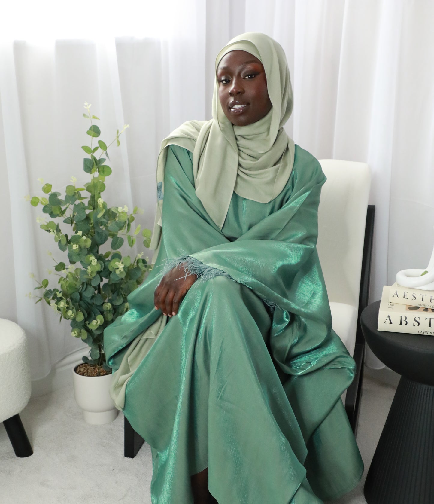 Butterfly Abaya - Two Tone Shimmer - Green