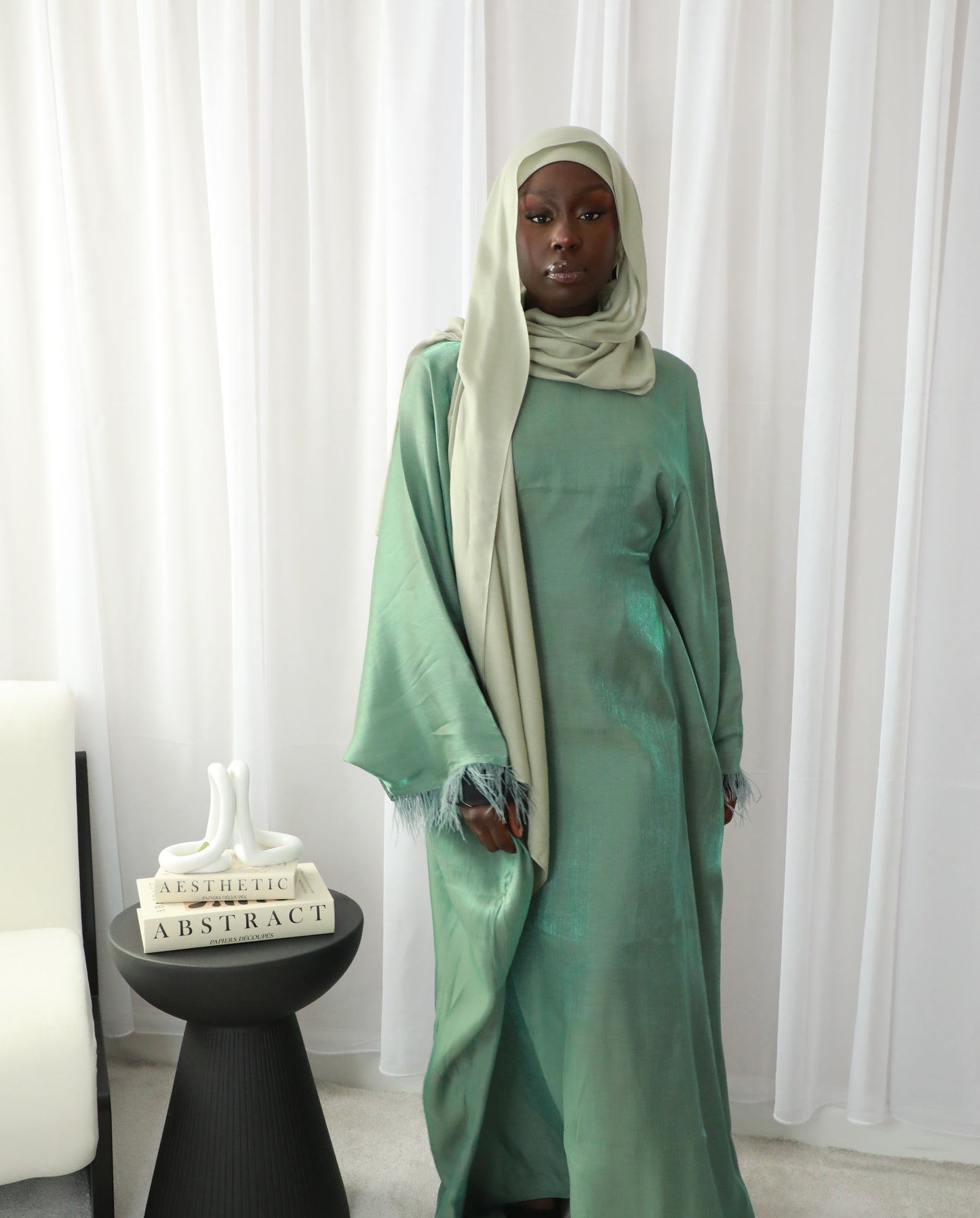 Butterfly Abaya - Two Tone Shimmer - Green