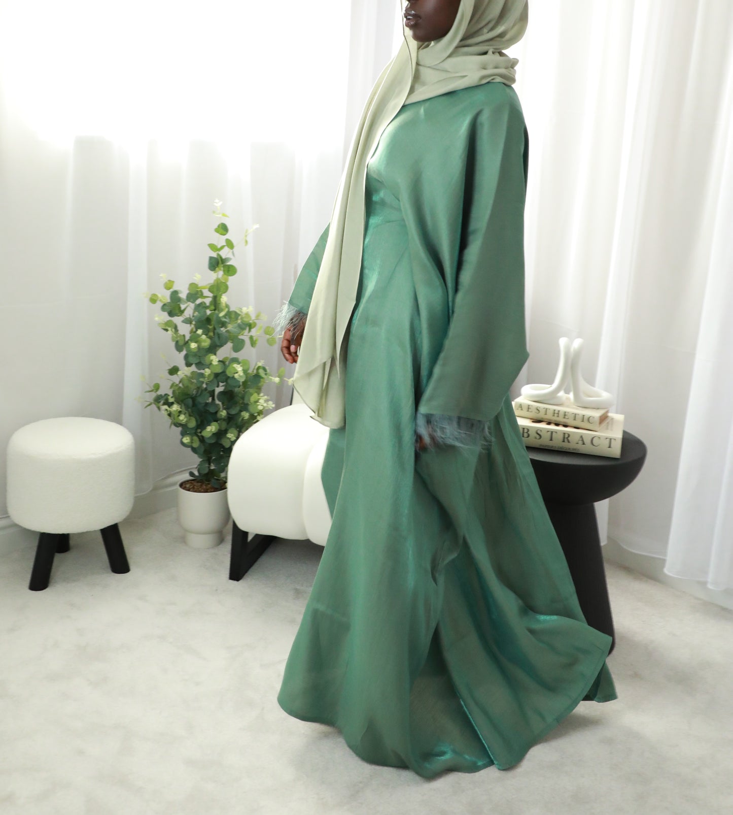Butterfly Abaya - Two Tone Shimmer - Green