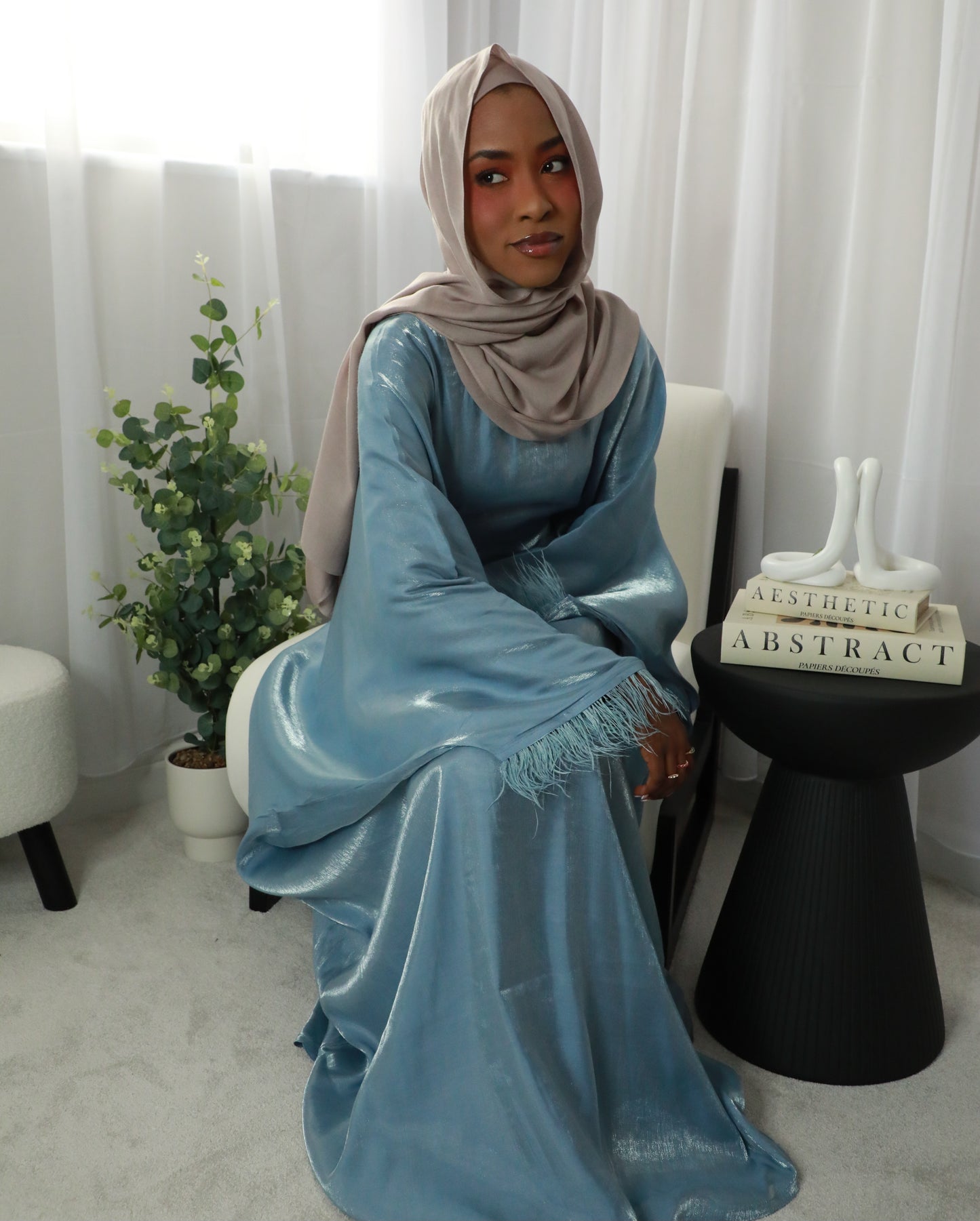 Butterfly Abaya - Two Tone Shimmer - Sky Blue