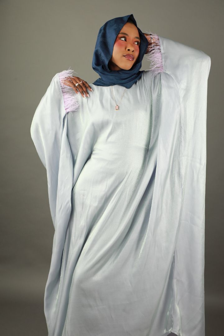 Butterfly Abaya - Two Tone Shimmer - Grey/Lilac