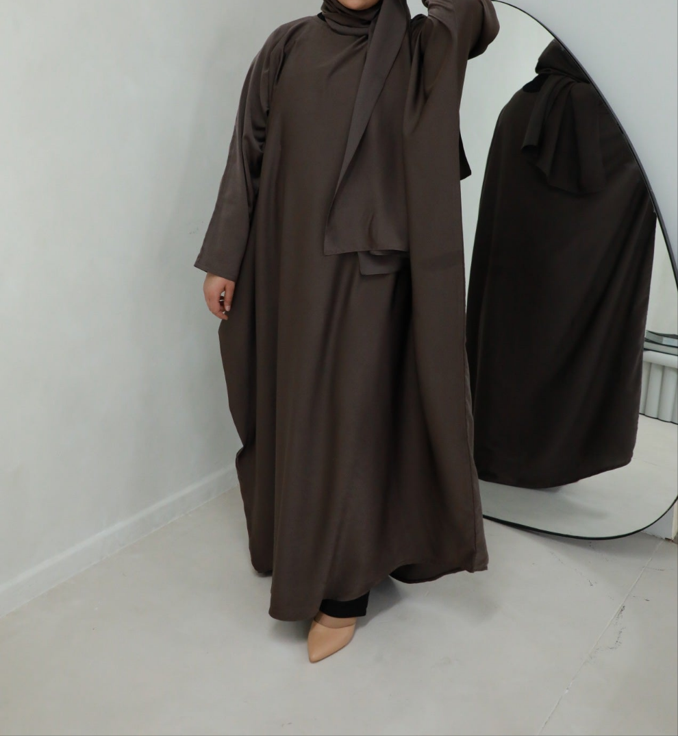 Premium Butterfly Abaya (Hijab Included) - Mocha
