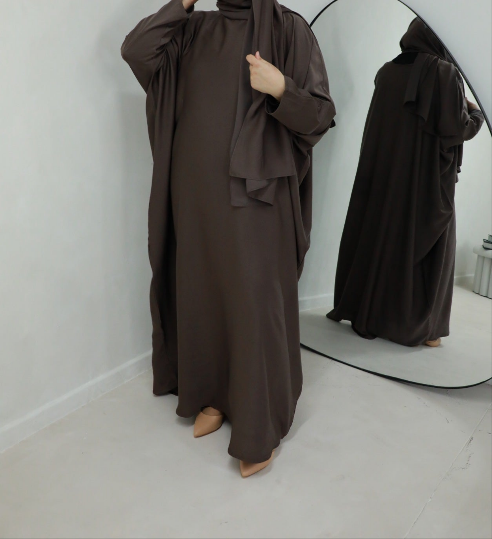 Premium Butterfly Abaya (Hijab Included) - Mocha
