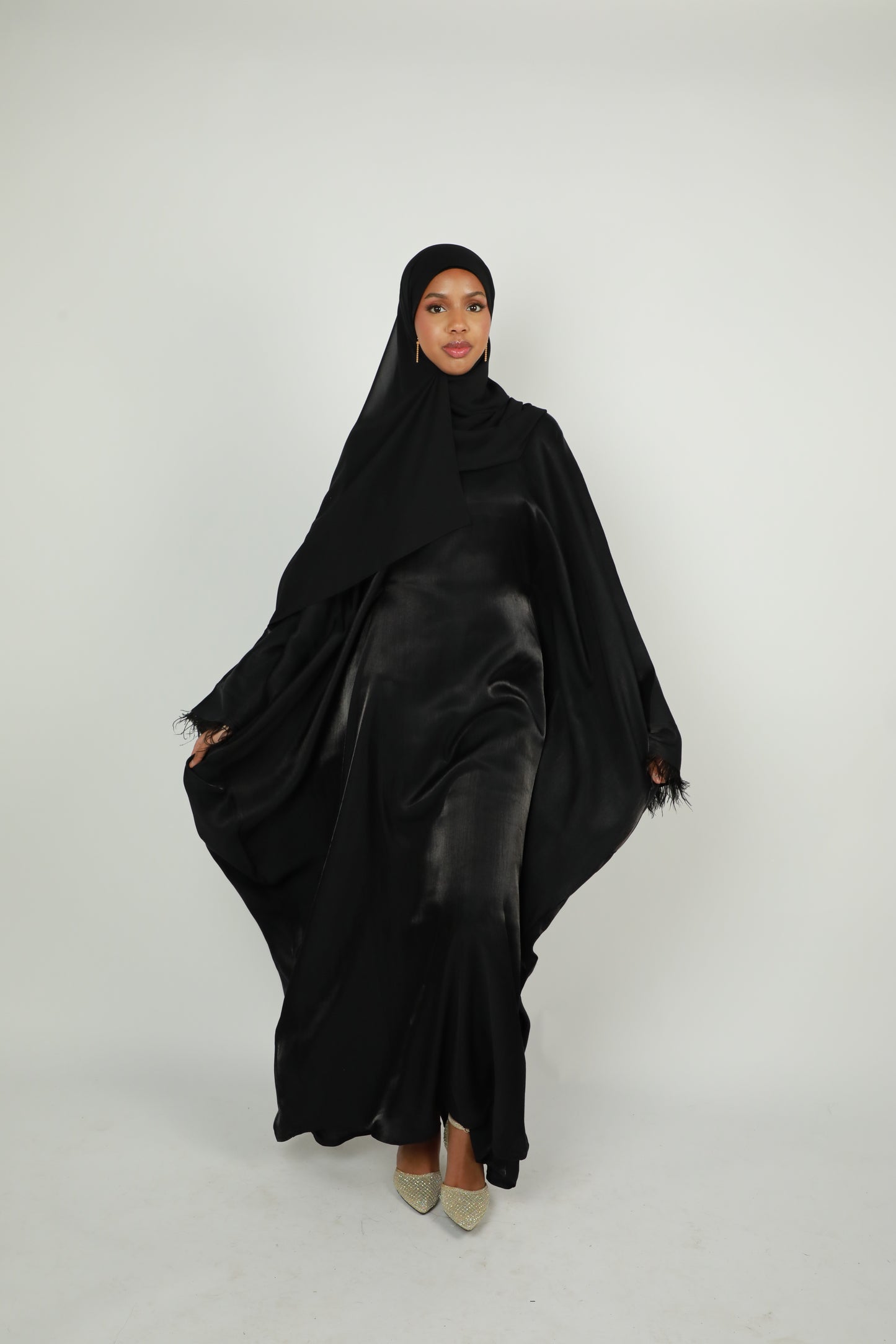 Butterfly Abaya - Two Tone Shimmer - Black