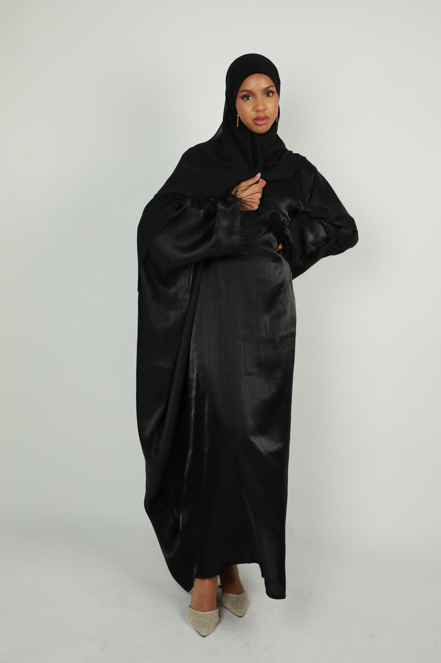 Butterfly Abaya - Two Tone Shimmer - Black
