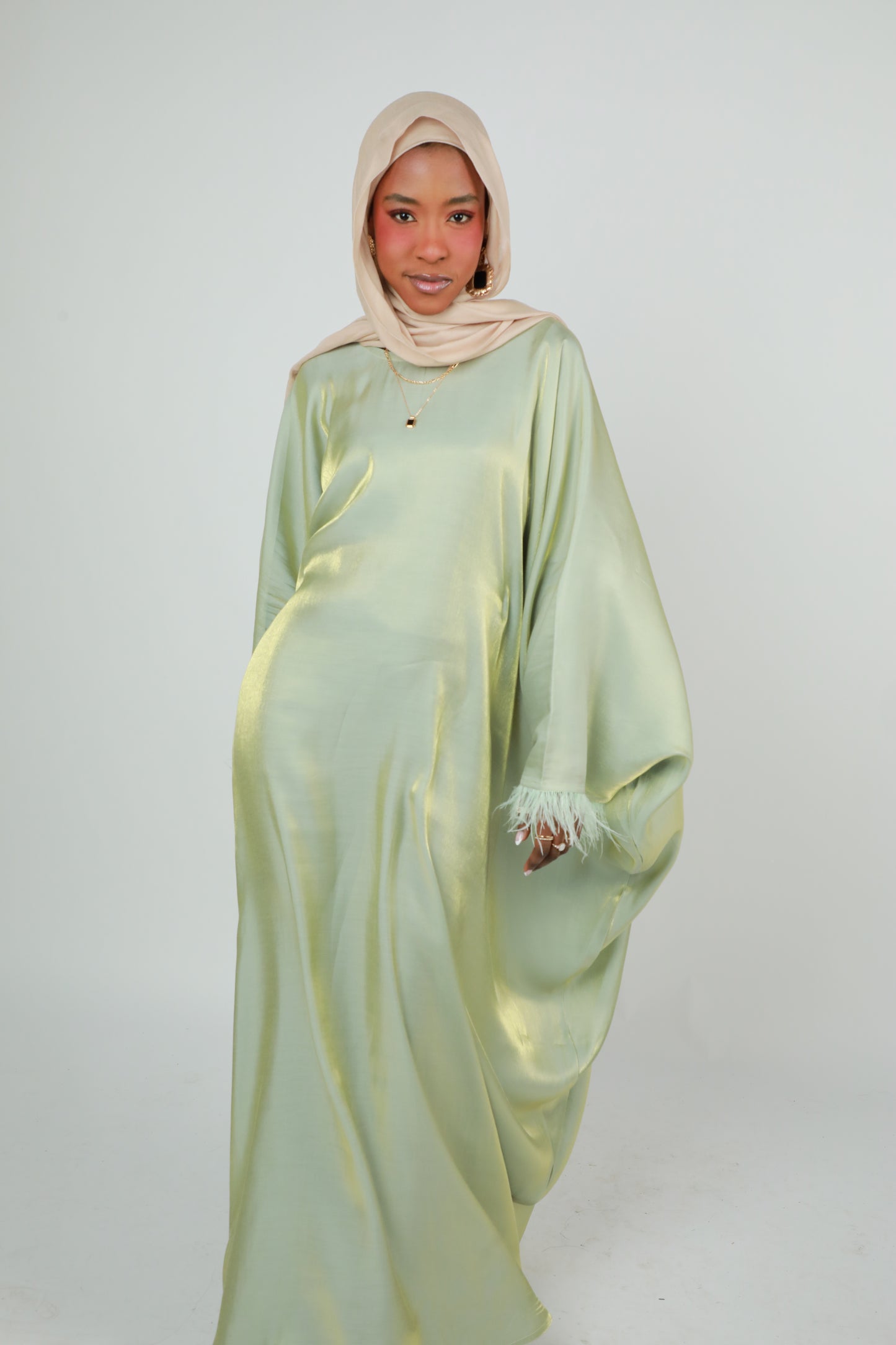 Butterfly Abaya - Two Tone Shimmer - Green