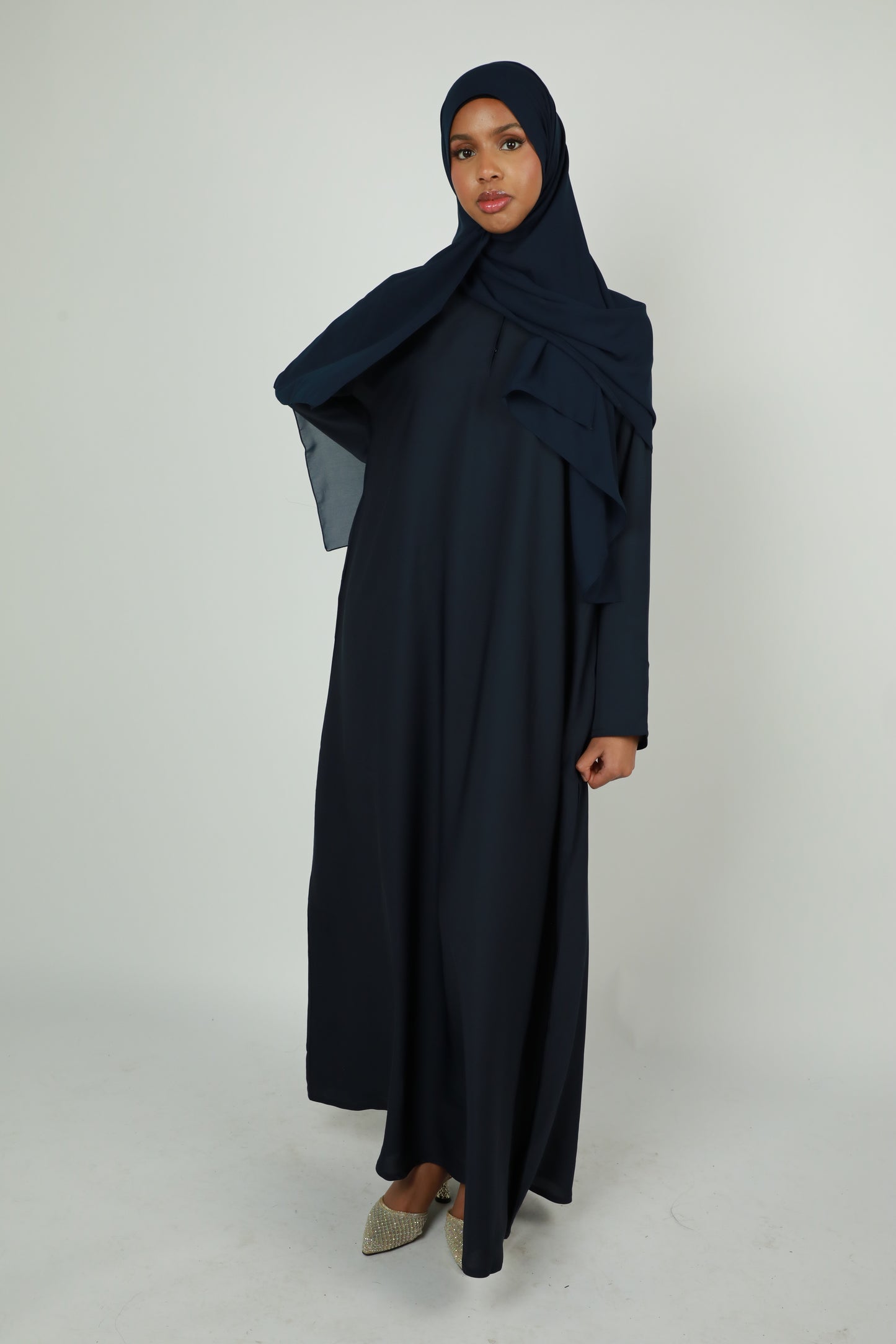 Basic Abaya With Pockets - Navy Blue