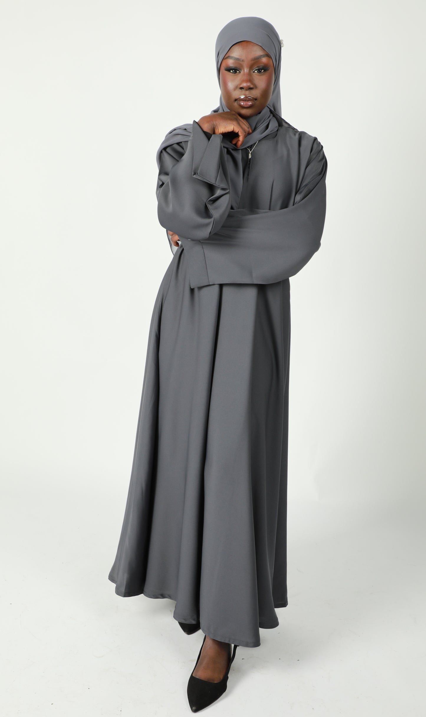 Abaya With Pockets - Dark Grey