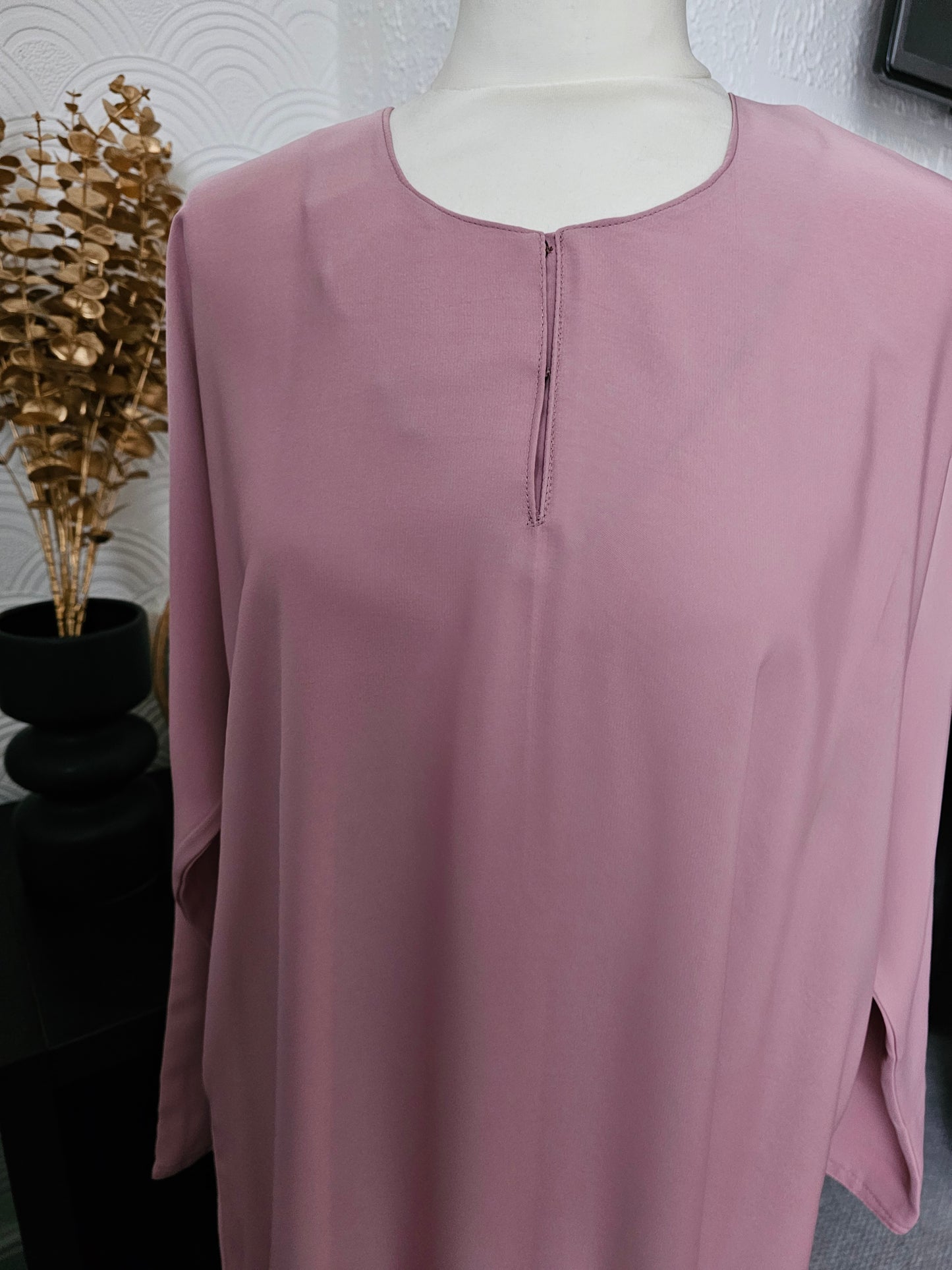 Basic Abaya With Pockets - Pink