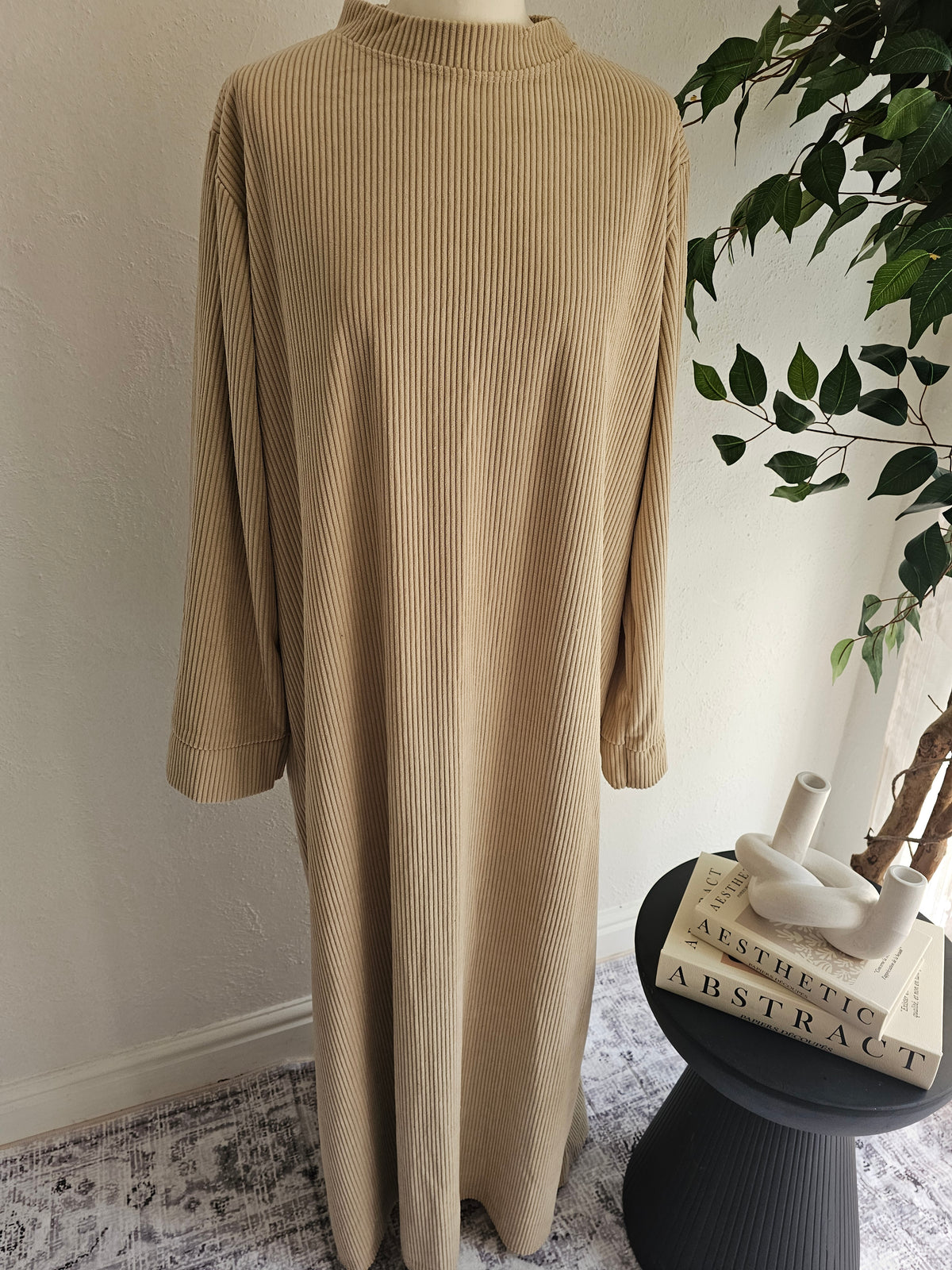 Corduroy Abaya - Cream