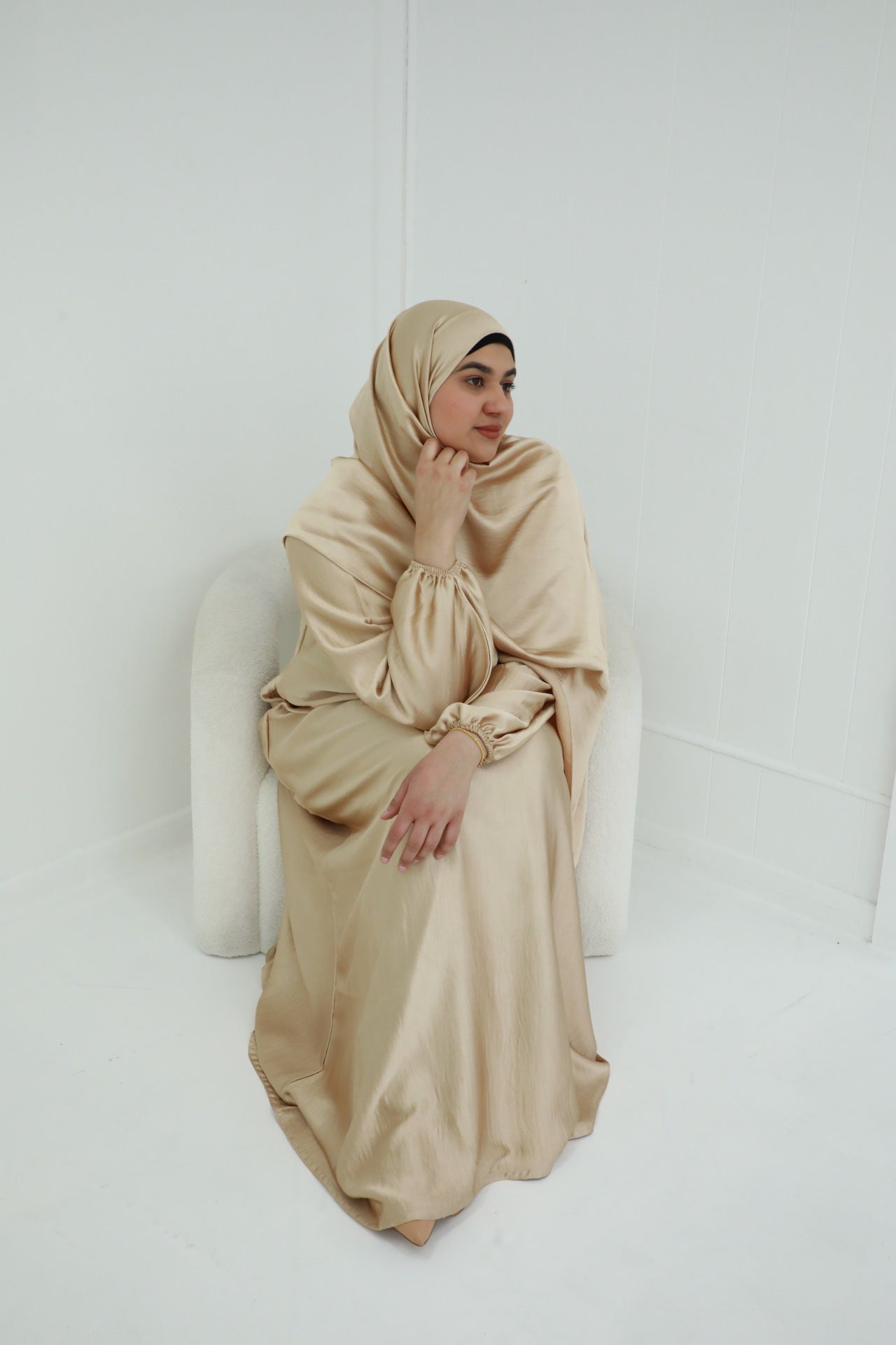 Noor Abaya (Hijab Included) - Nude Gold