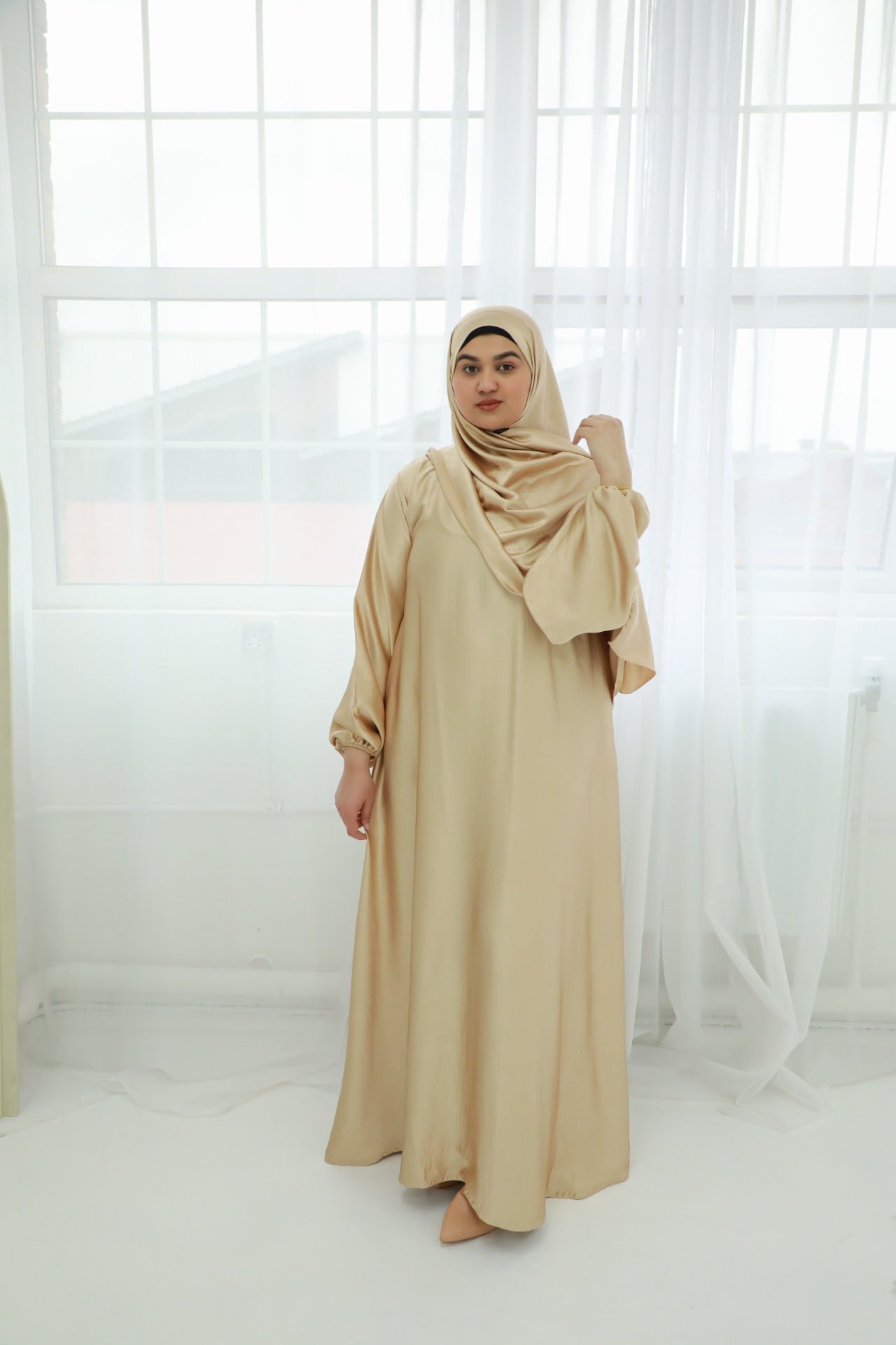 Noor Abaya (Hijab Included) - Nude Gold