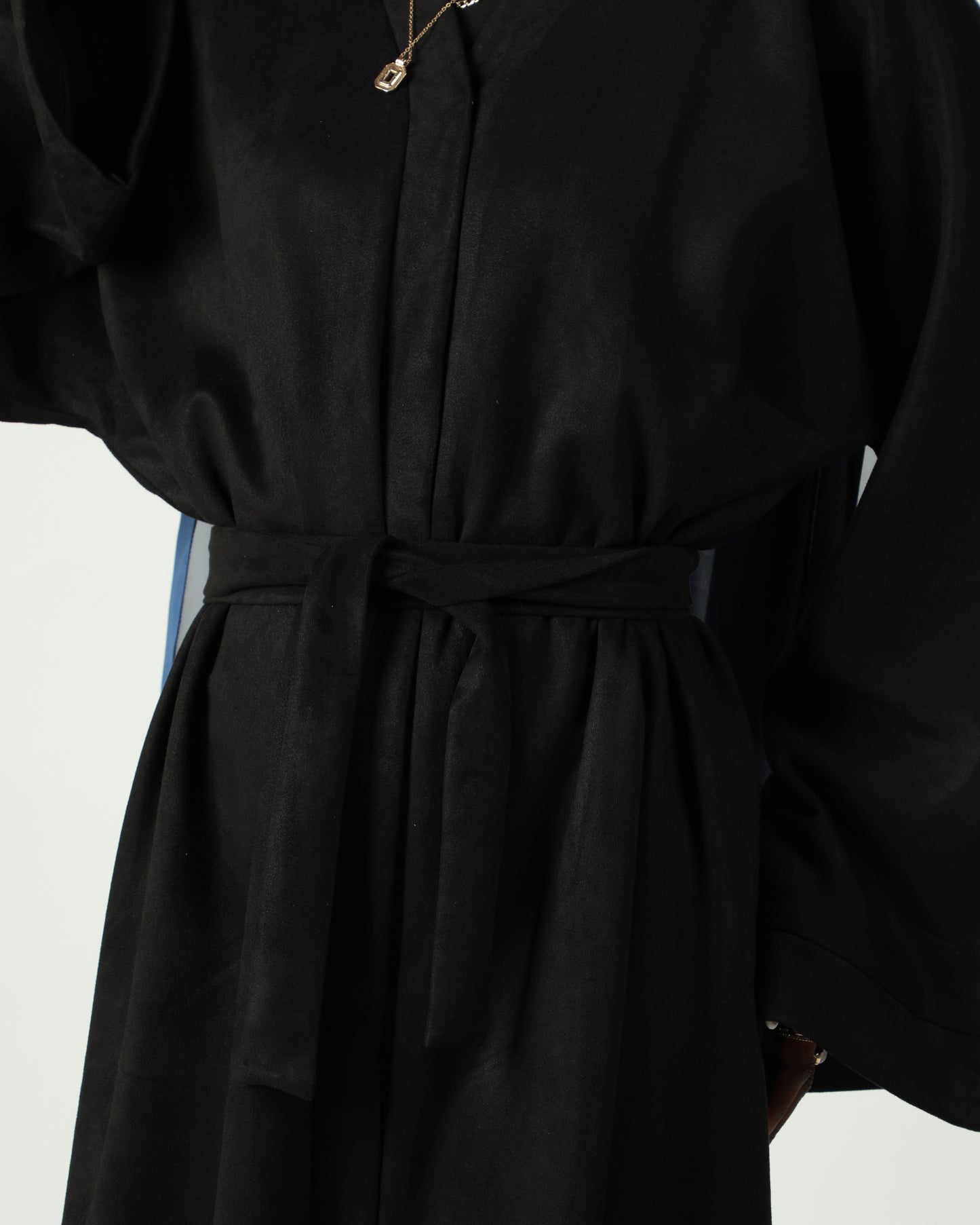 Suede Abaya Coat - Black