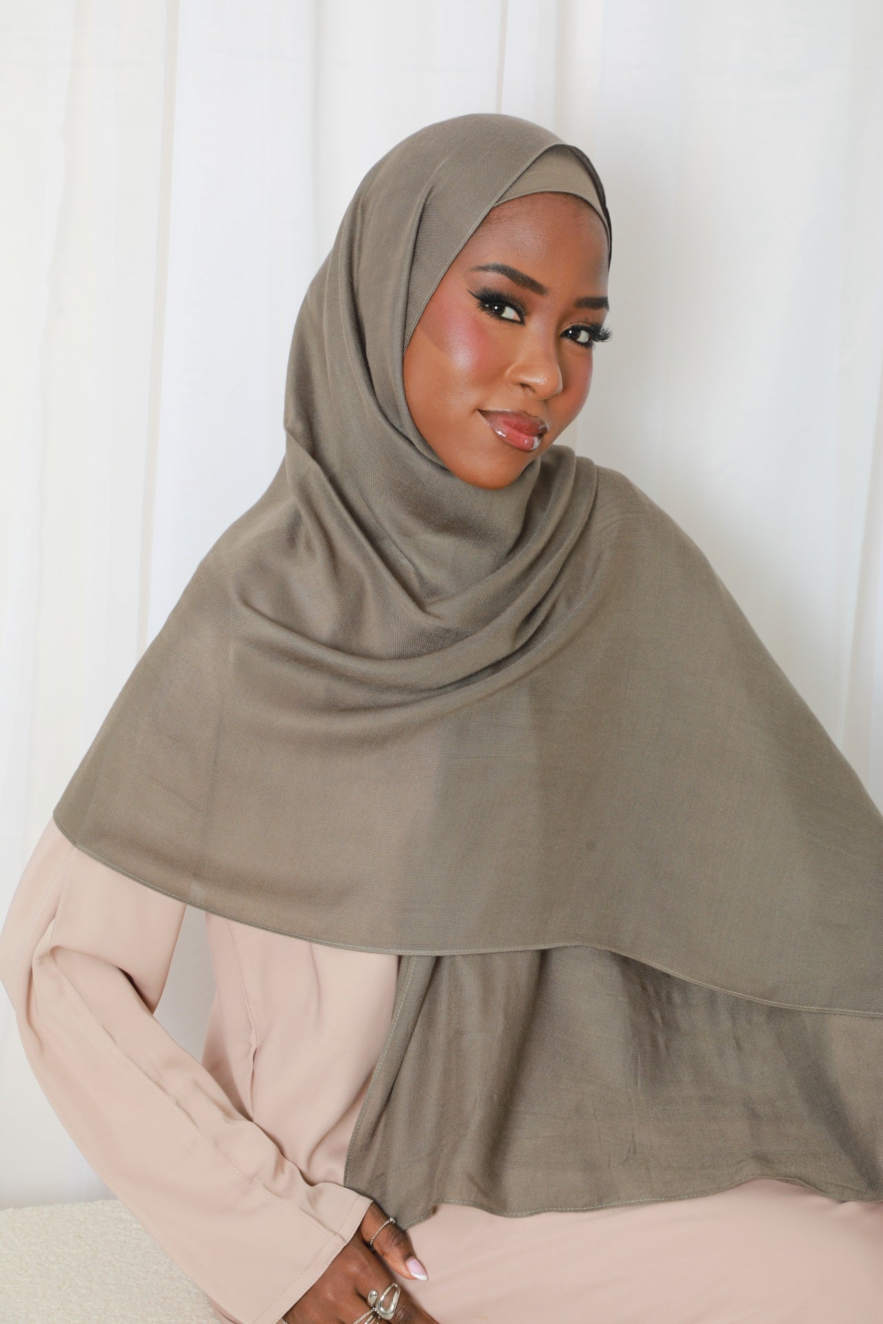 Modal Hijab With Matching Under Cap Included - Khaki Brown