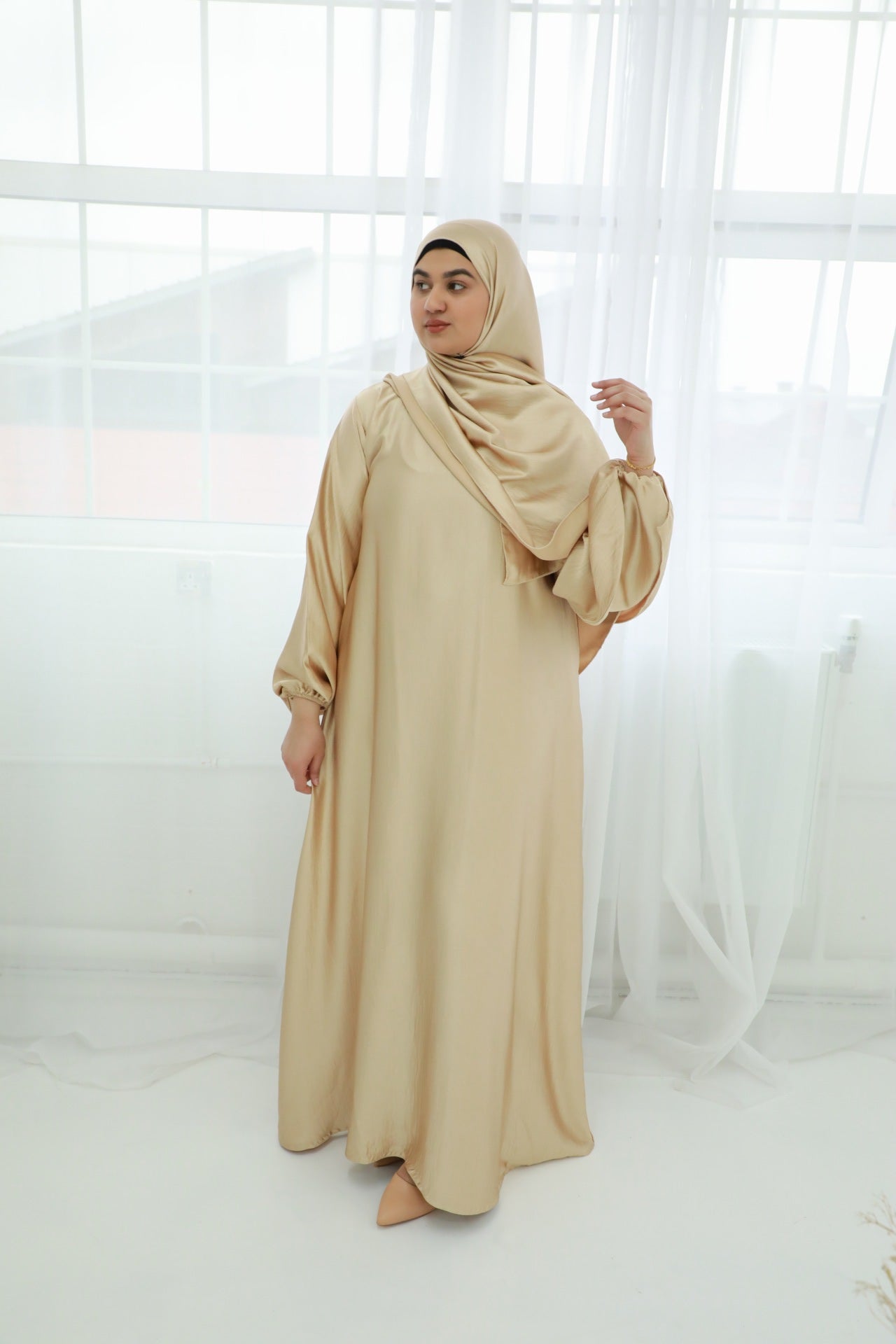 Noor Abaya (Hijab Included) - Nude Gold
