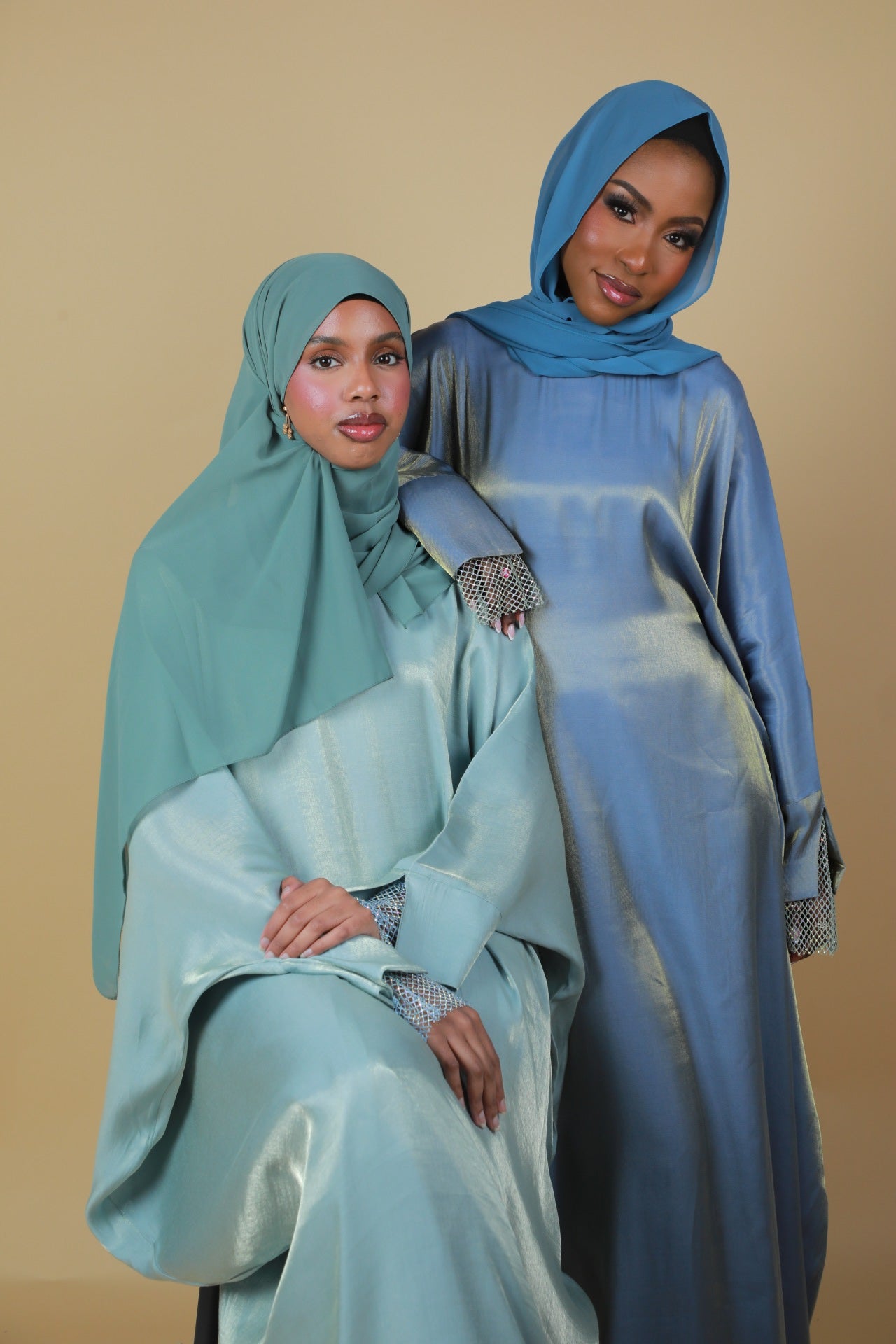 Laila Abaya (Two-tone Shimmer) - Blue
