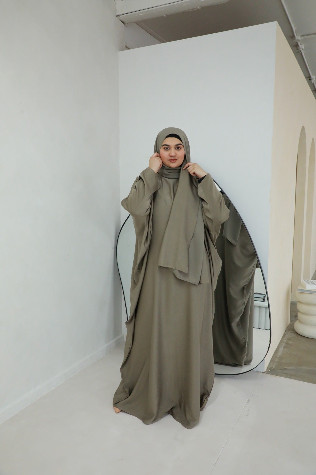 Premium Butterfly Abaya (Hijab Included) - Taupe