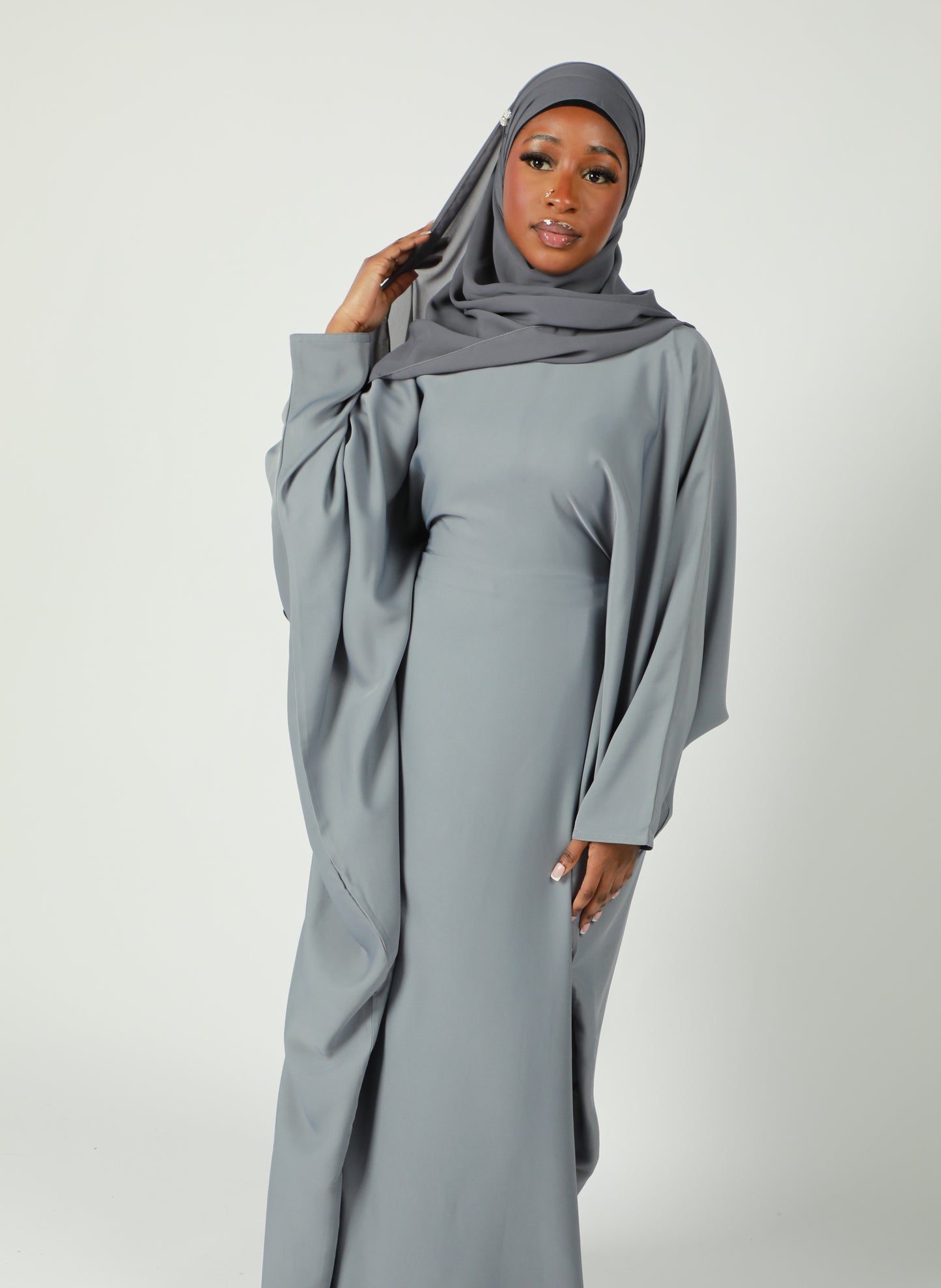Butterfly Abaya - Grey