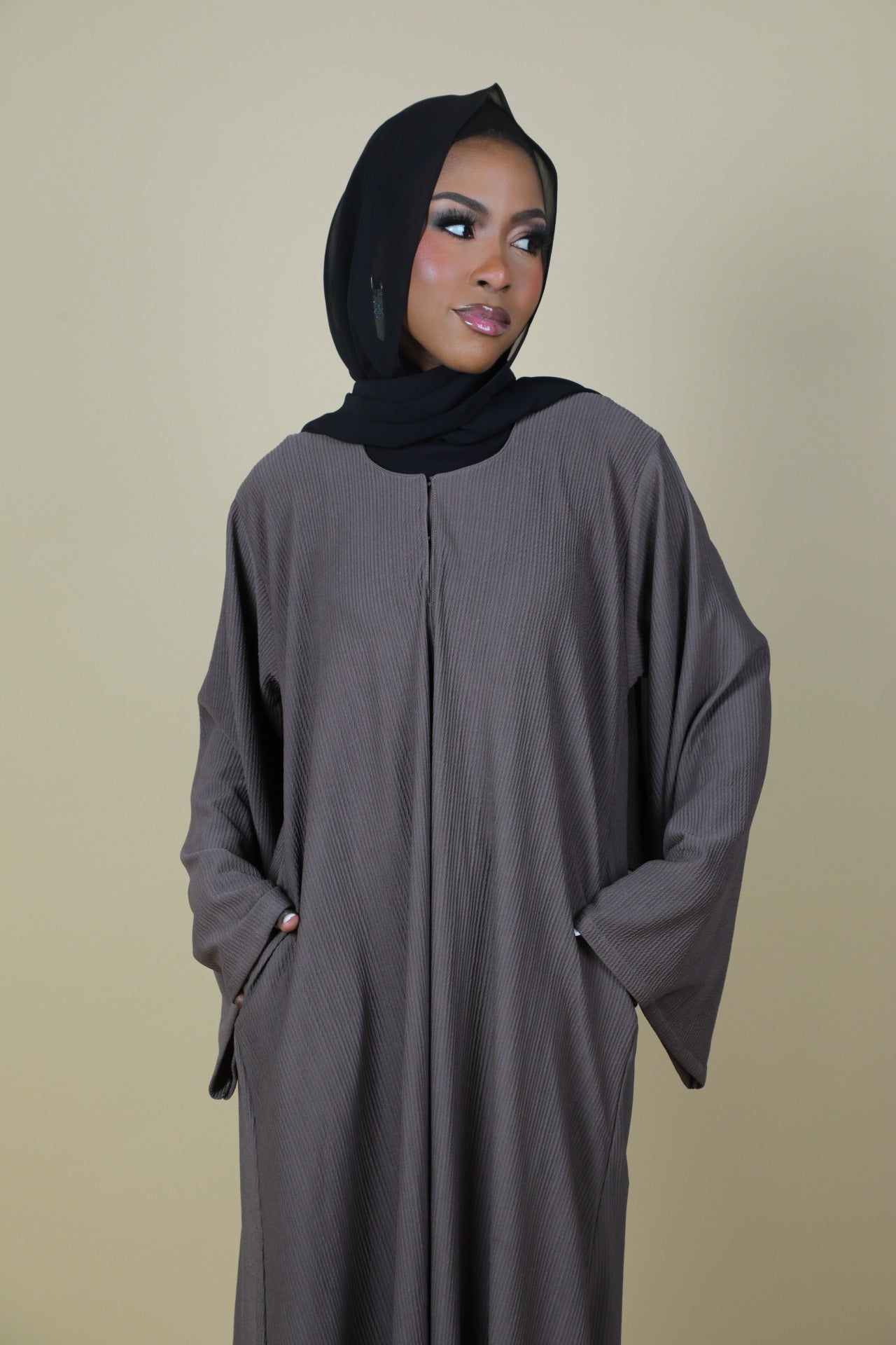 Winter Abaya (With Pockets) - Light Brown