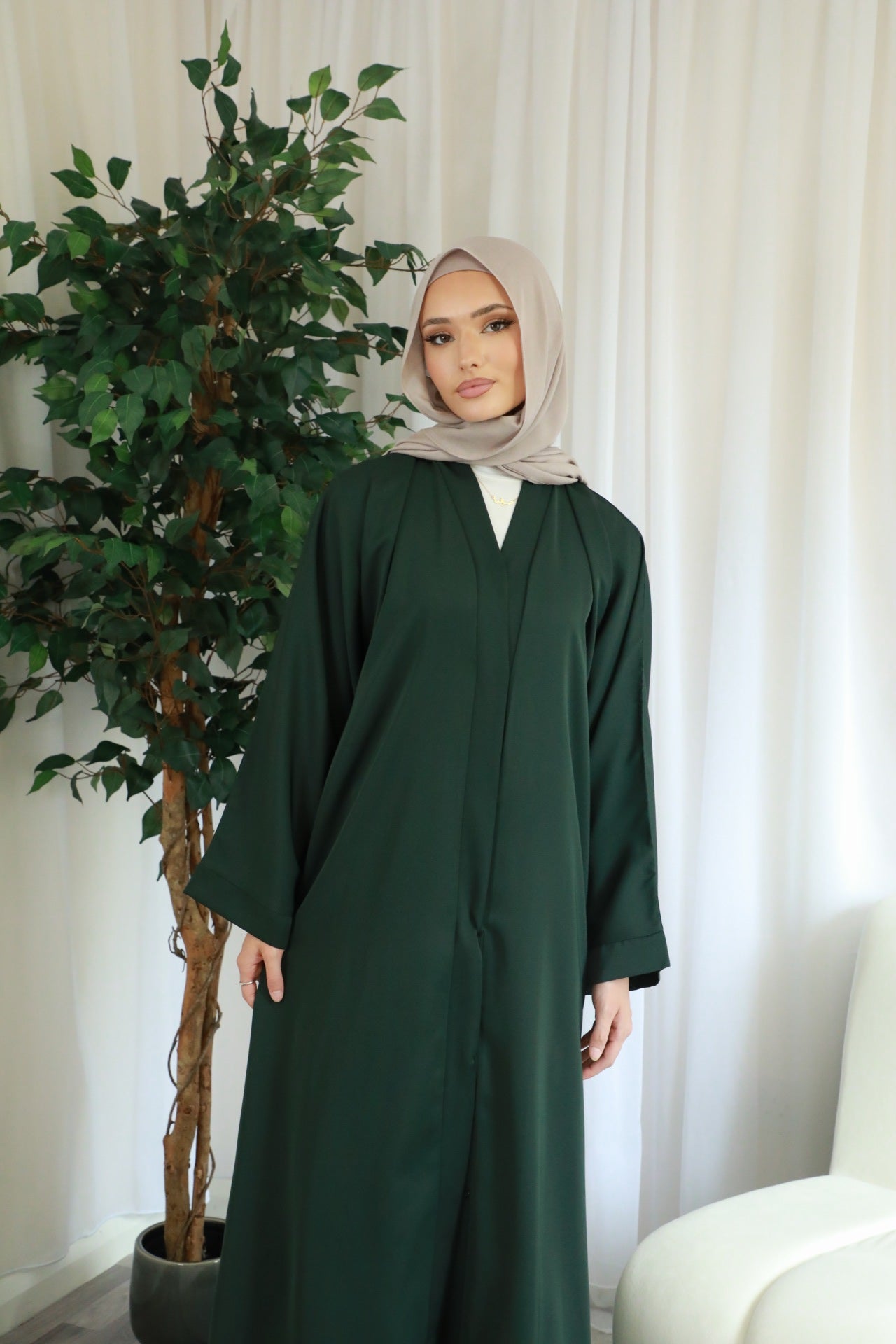 Basic Open Abaya - Emerald