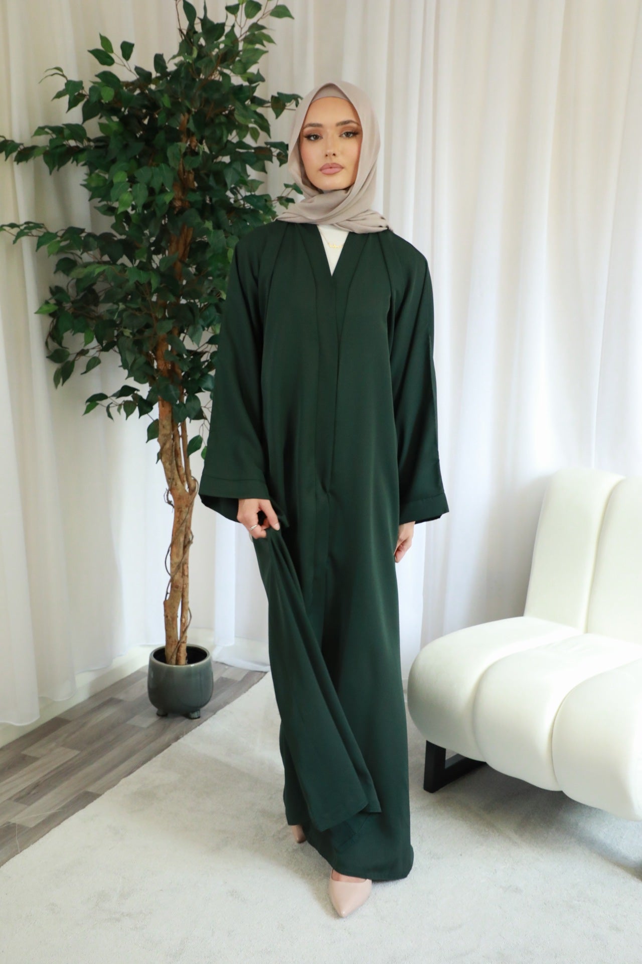 Basic Open Abaya - Emerald