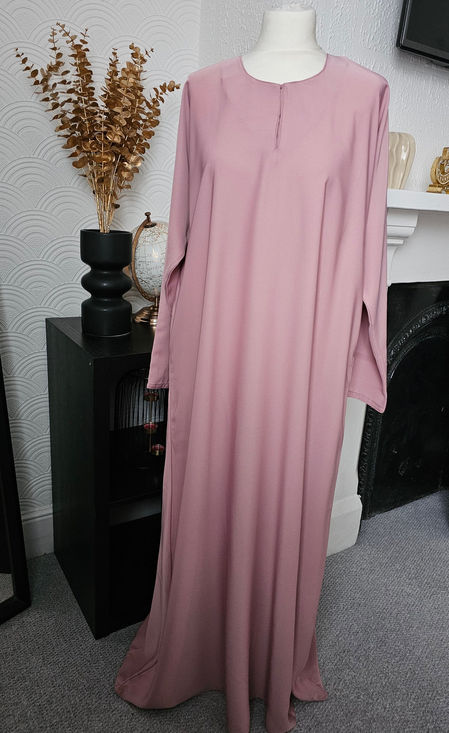 Basic Abaya With Pockets - Pink