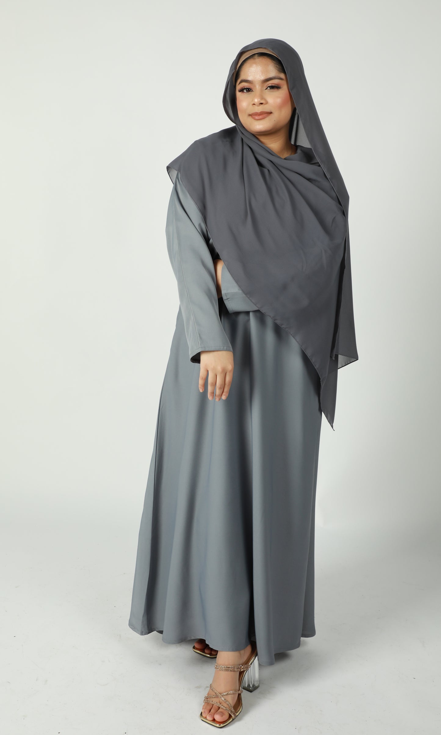 Basic Abaya With Pockets - Grey