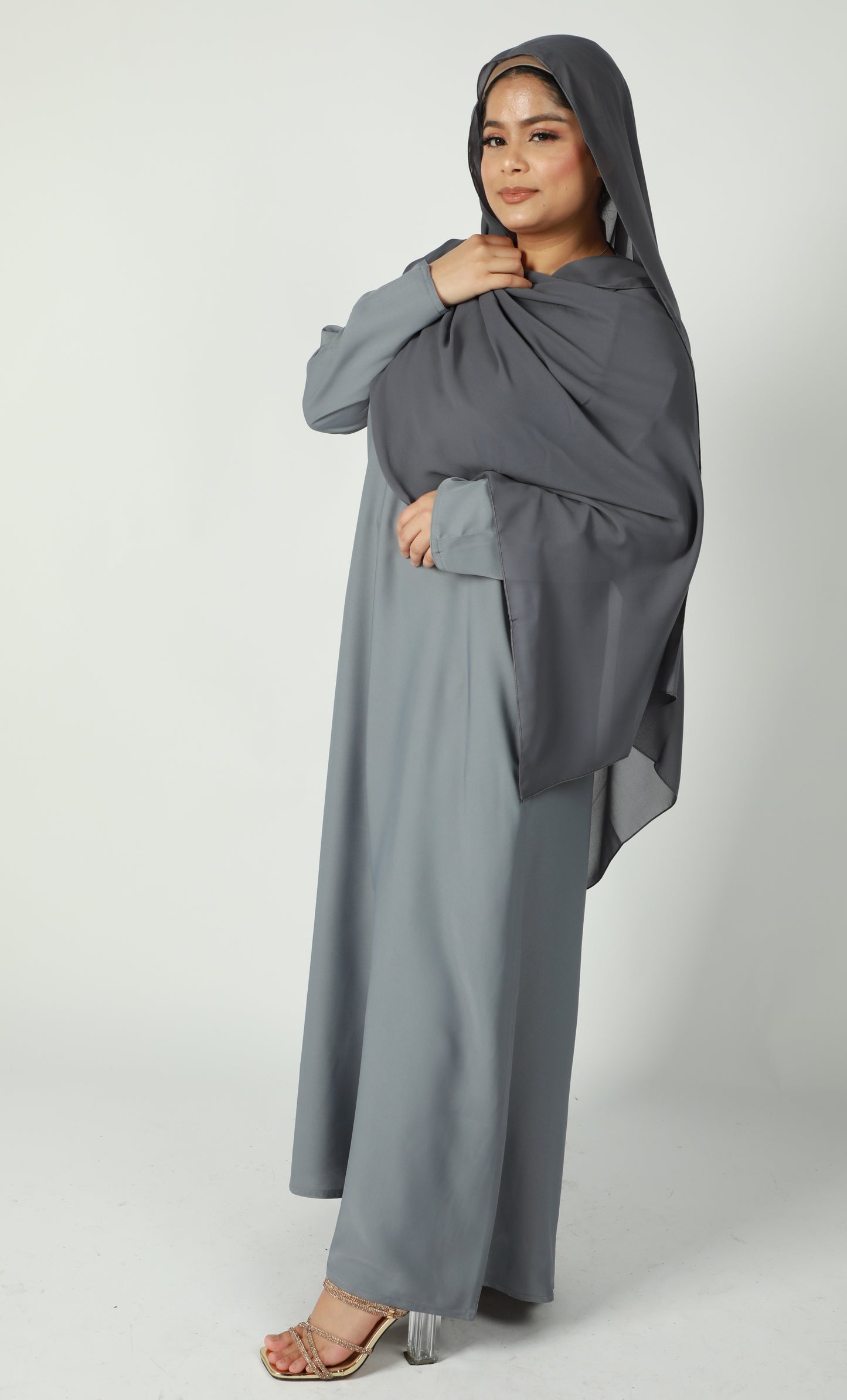 Basic Abaya With Pockets - Grey