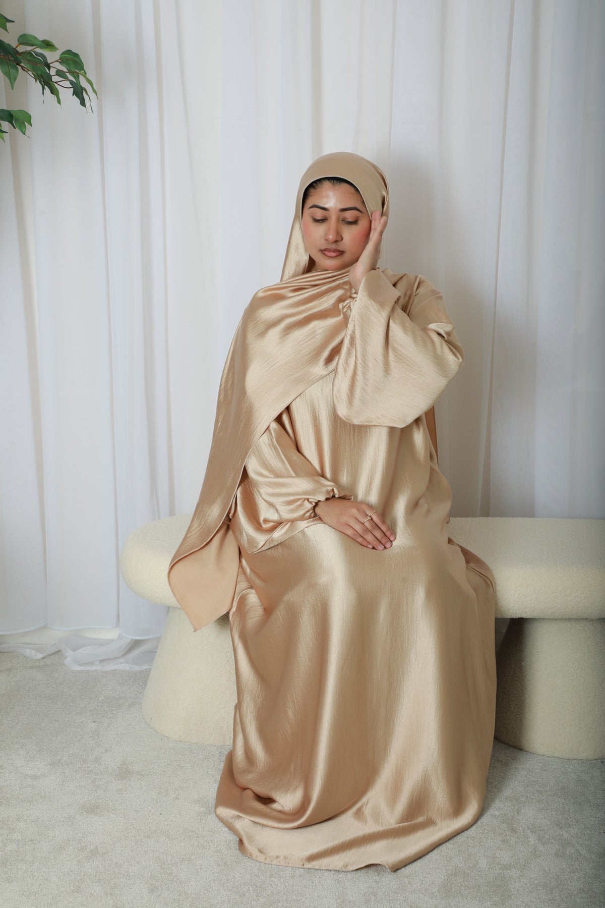 Noor Abaya (Hijab Included) - Nude Gold