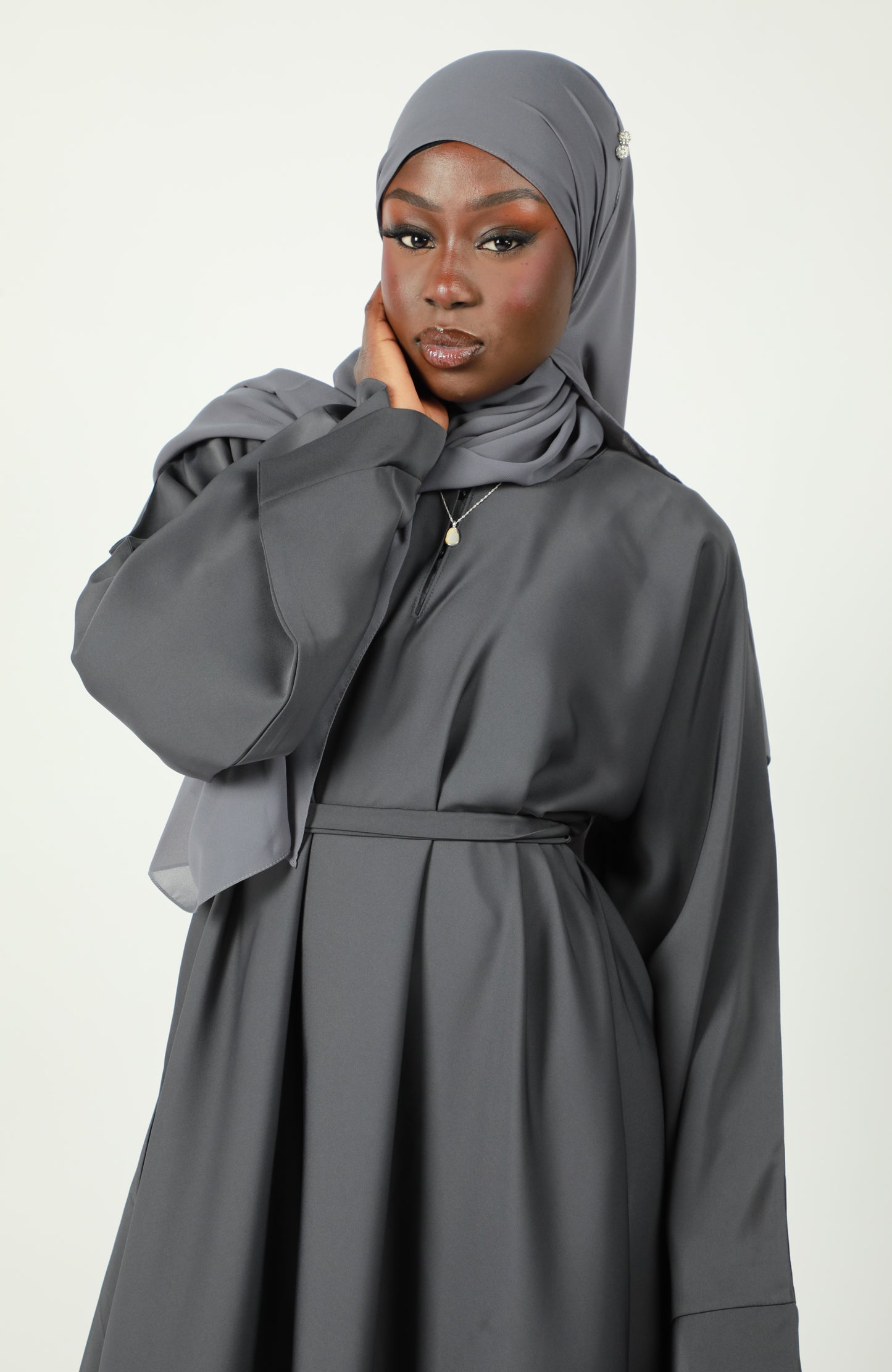Abaya With Pockets - Dark Grey