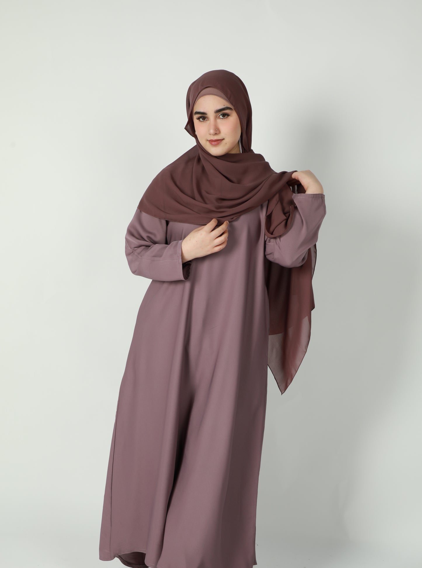 Basic Abaya With Pockets - Light Purple