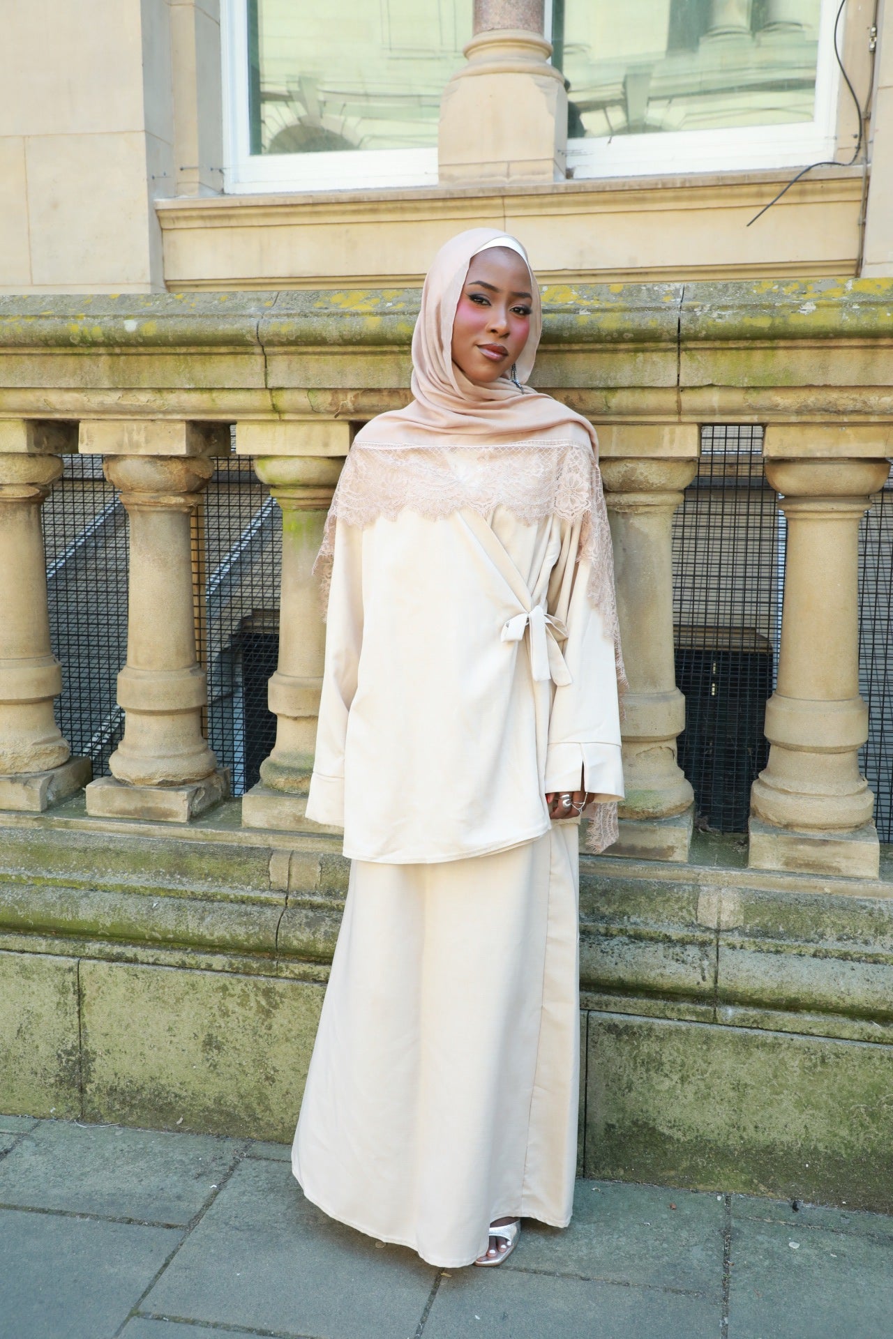 Wrap Top With Matching Skirt Co-Ord - Nude