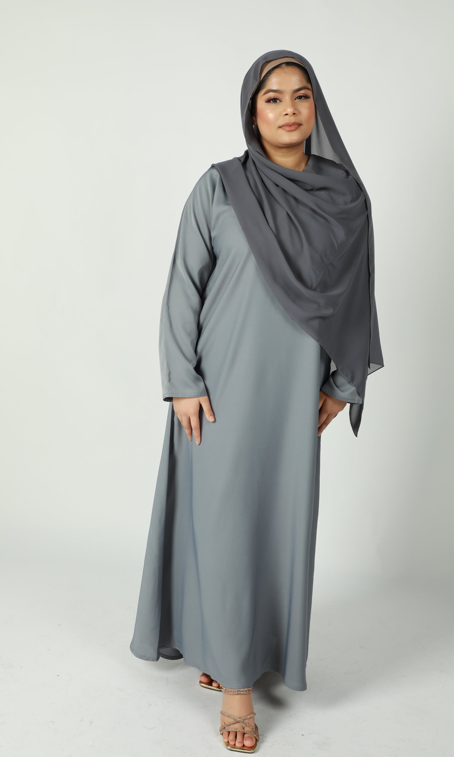 Basic Abaya With Pockets - Grey