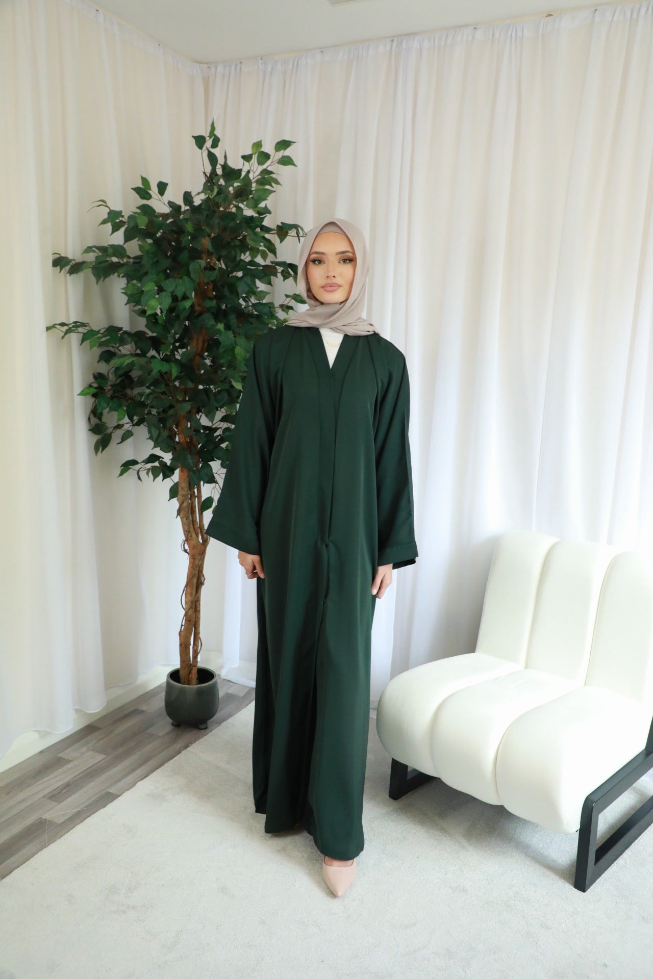 Basic Open Abaya - Emerald
