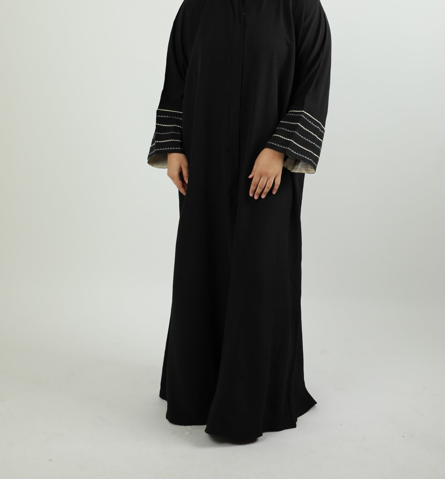 Crepe Open Abaya - Black