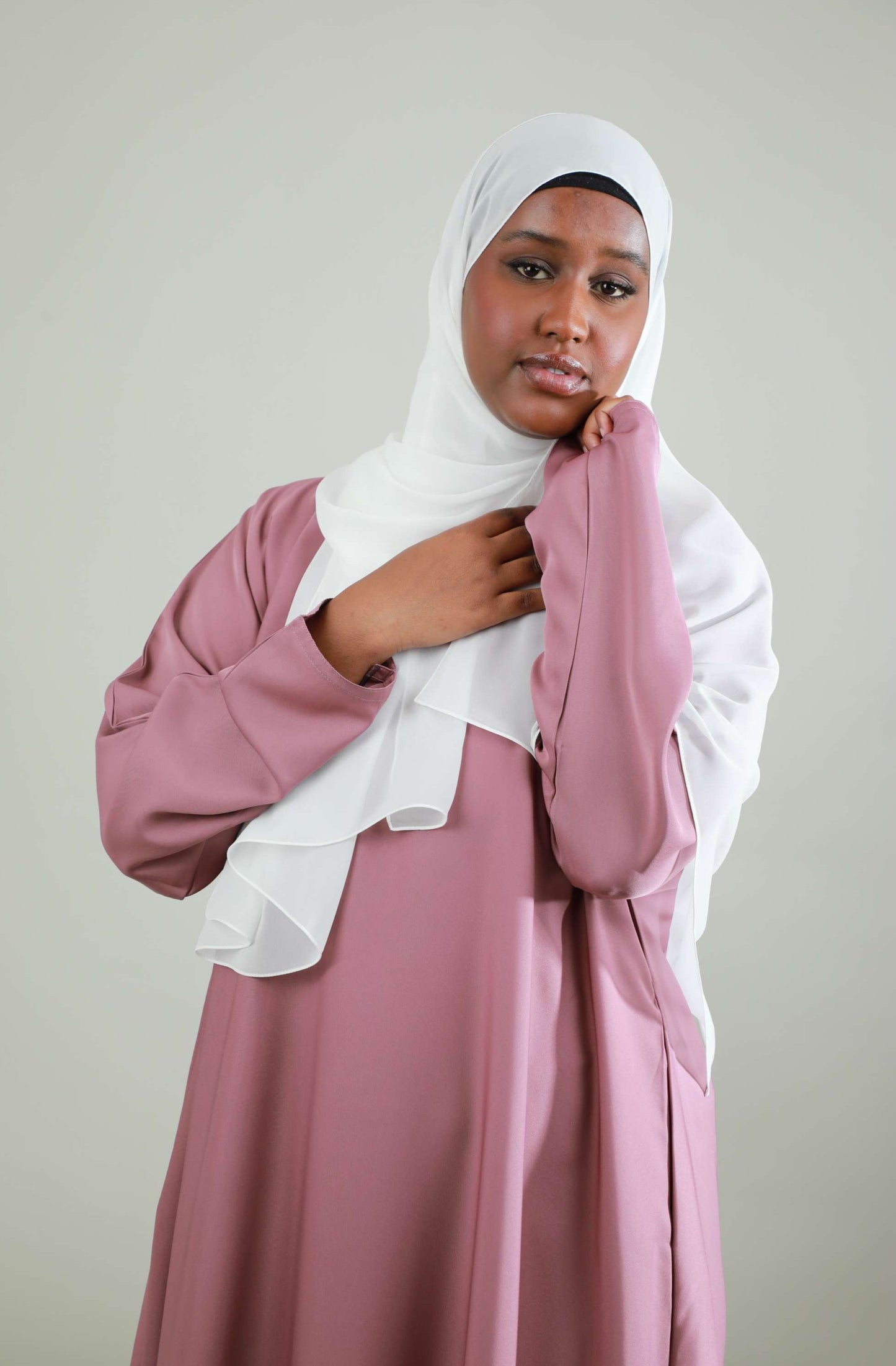 Basic Abaya With Pockets - Pink