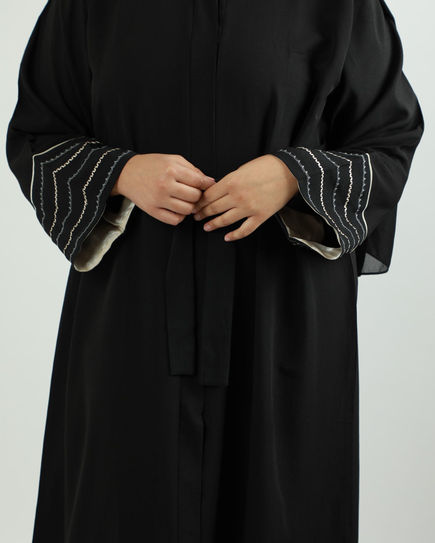 Crepe Open Abaya - Black