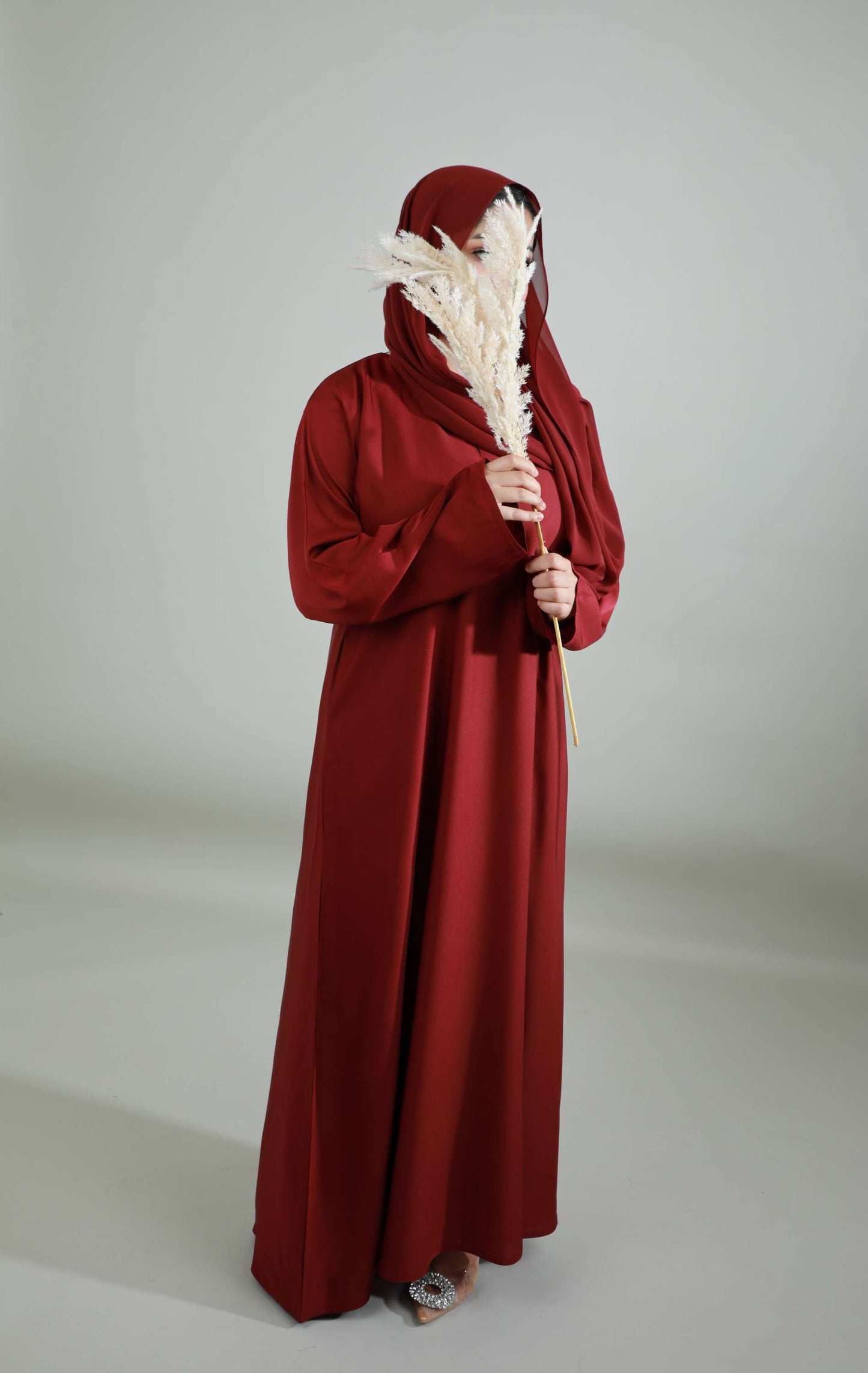 Basic Abaya With Pockets - Maroon