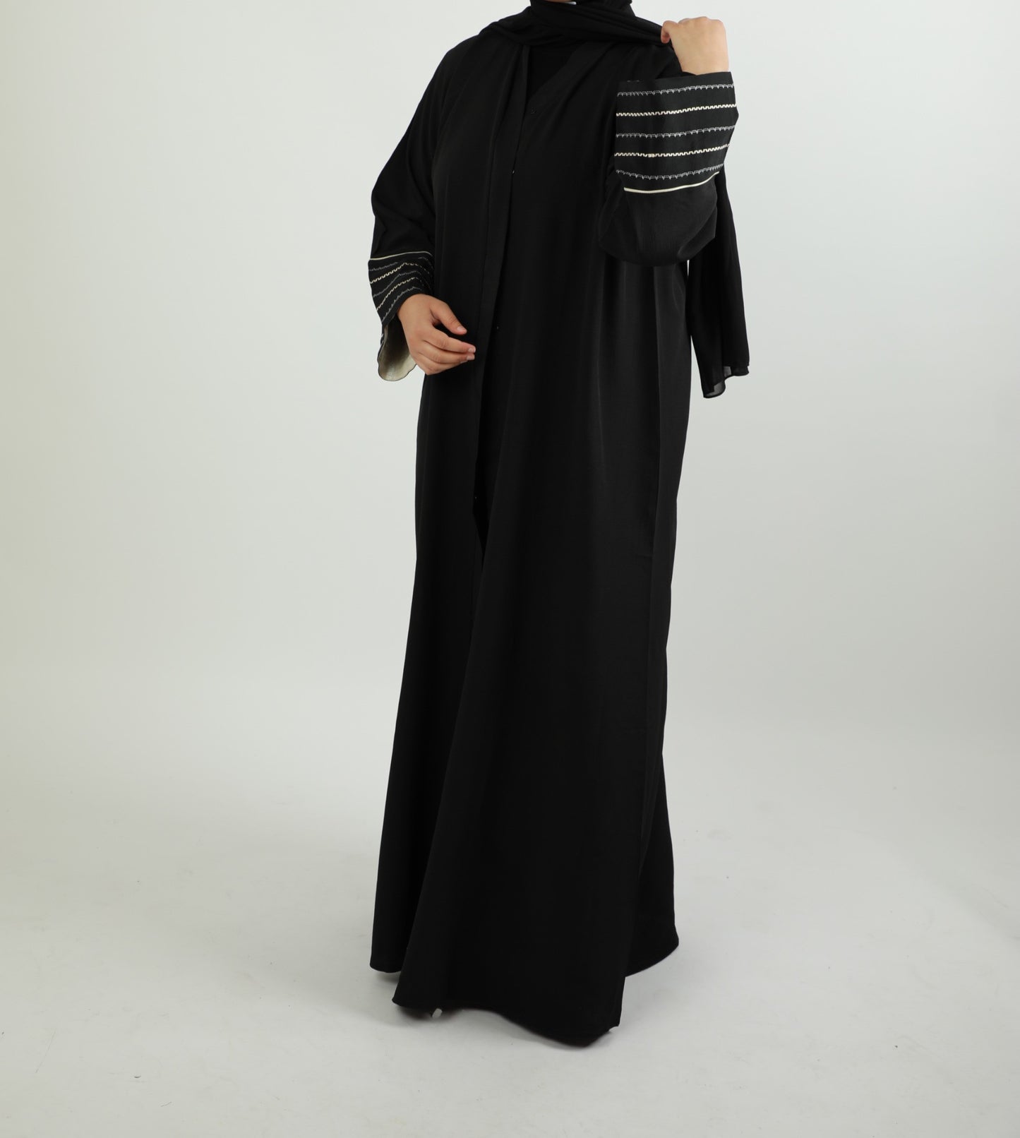 Crepe Open Abaya - Black