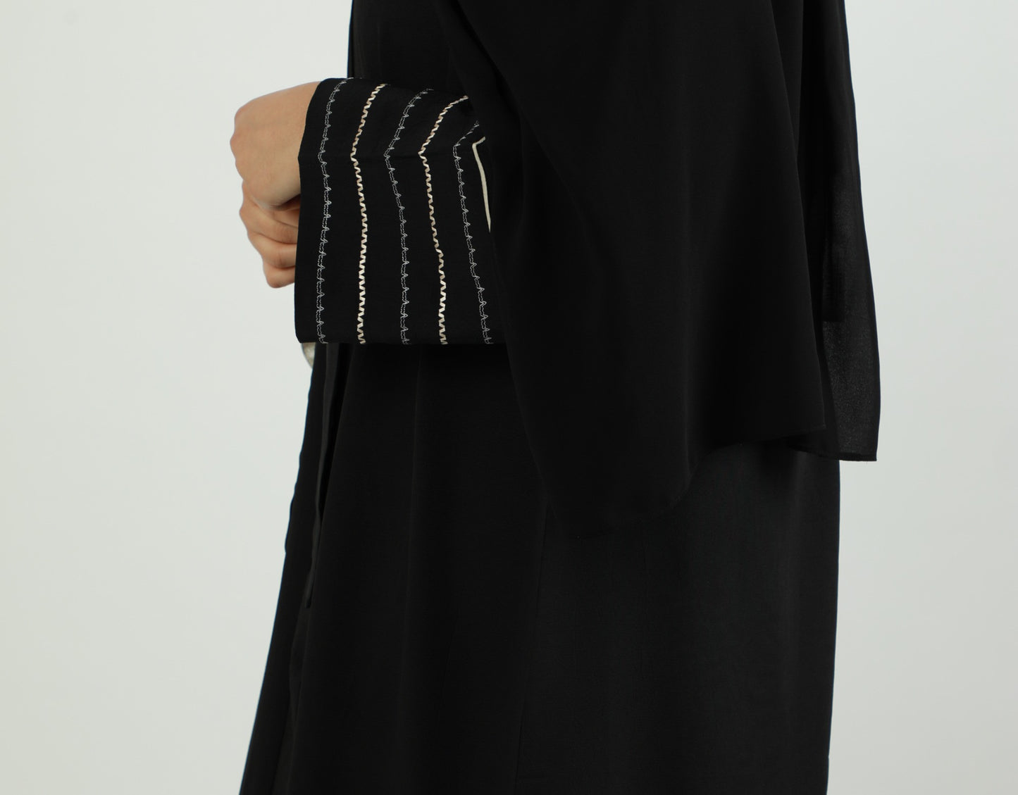 Crepe Open Abaya - Black