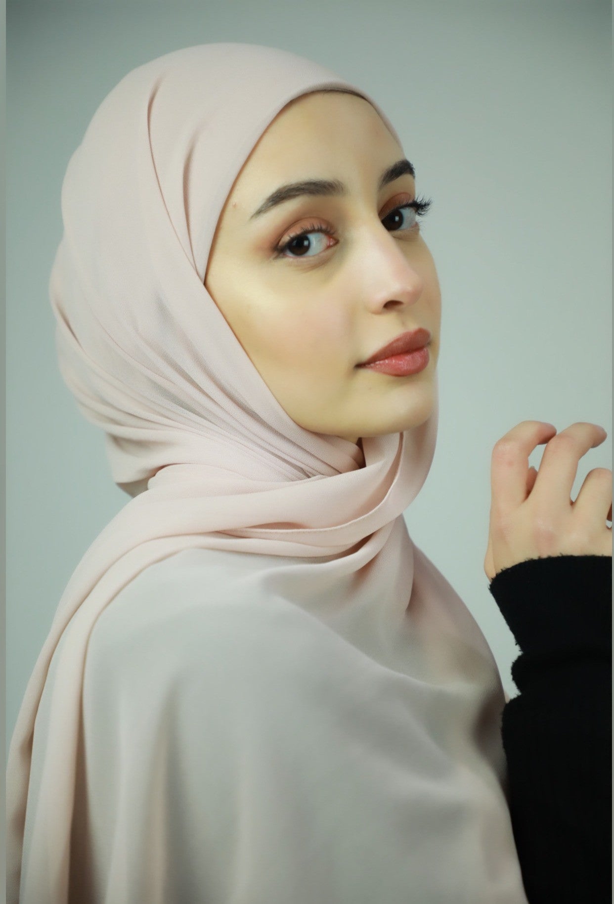 Chiffon Instant Hijab With Satin Under Cap - Rose
