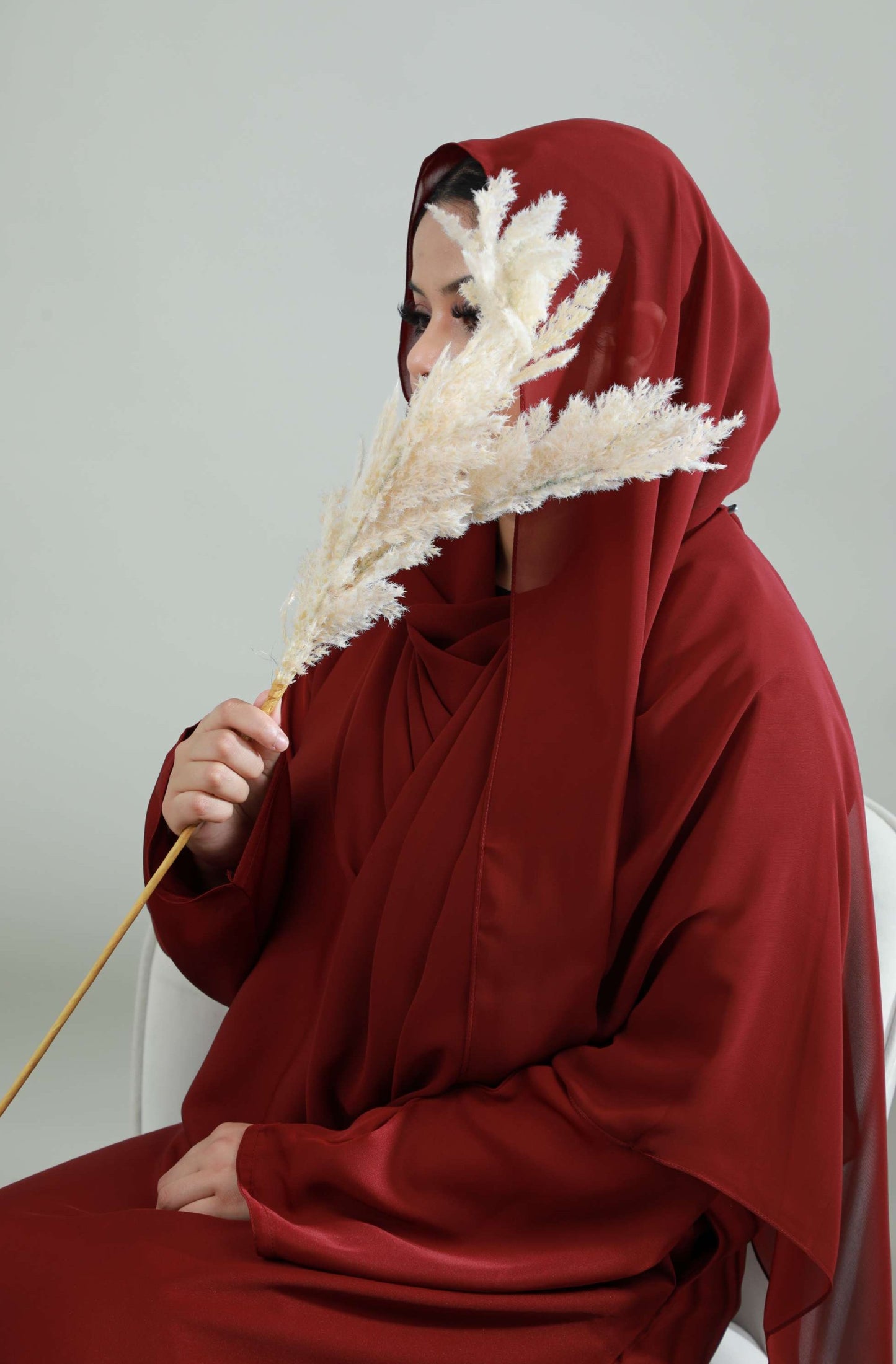Basic Abaya With Pockets - Maroon
